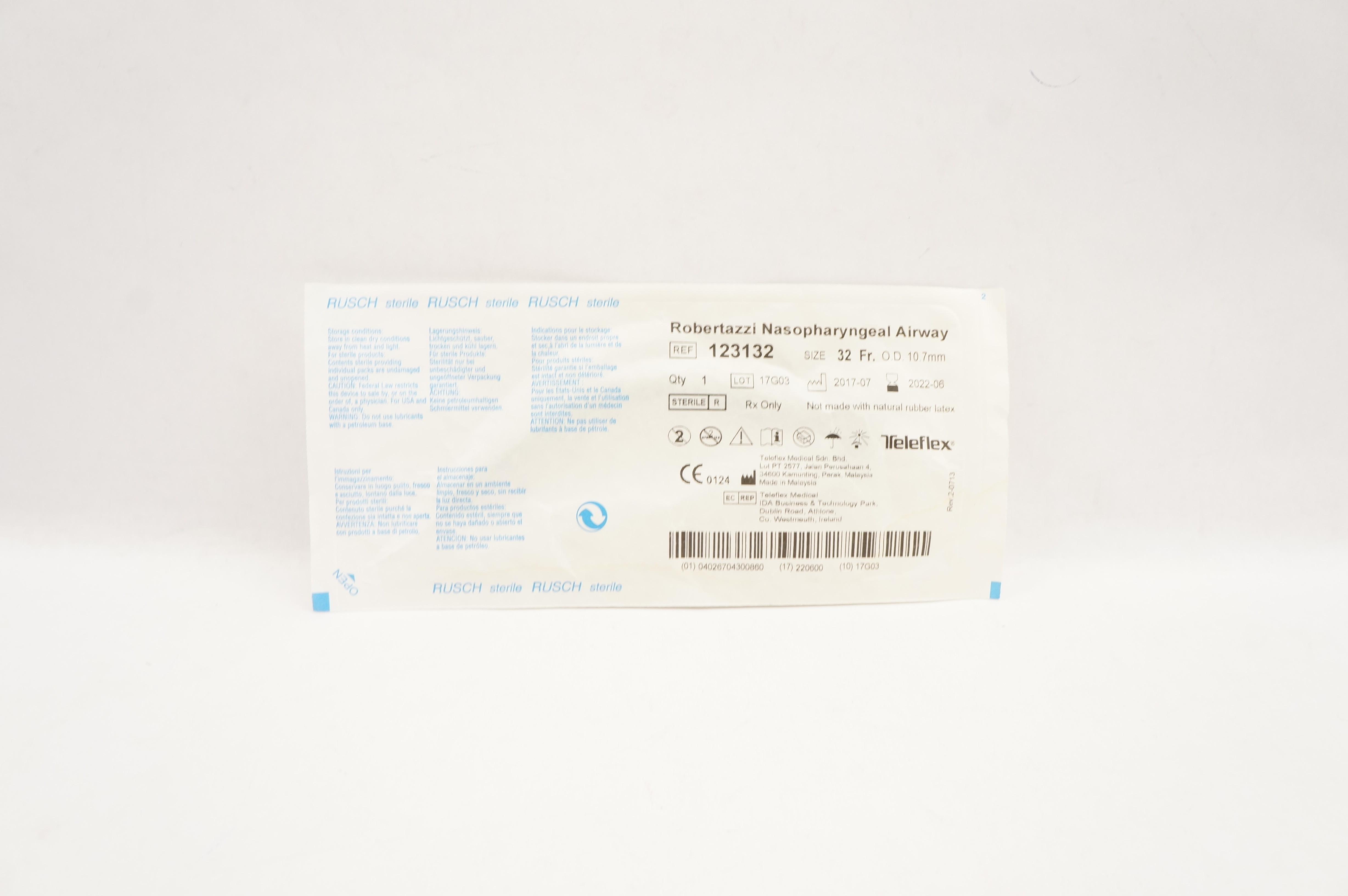 Teleflex 123132 Robertazzi Nasopharyngeal Airway 32Fr. x 10.7mm