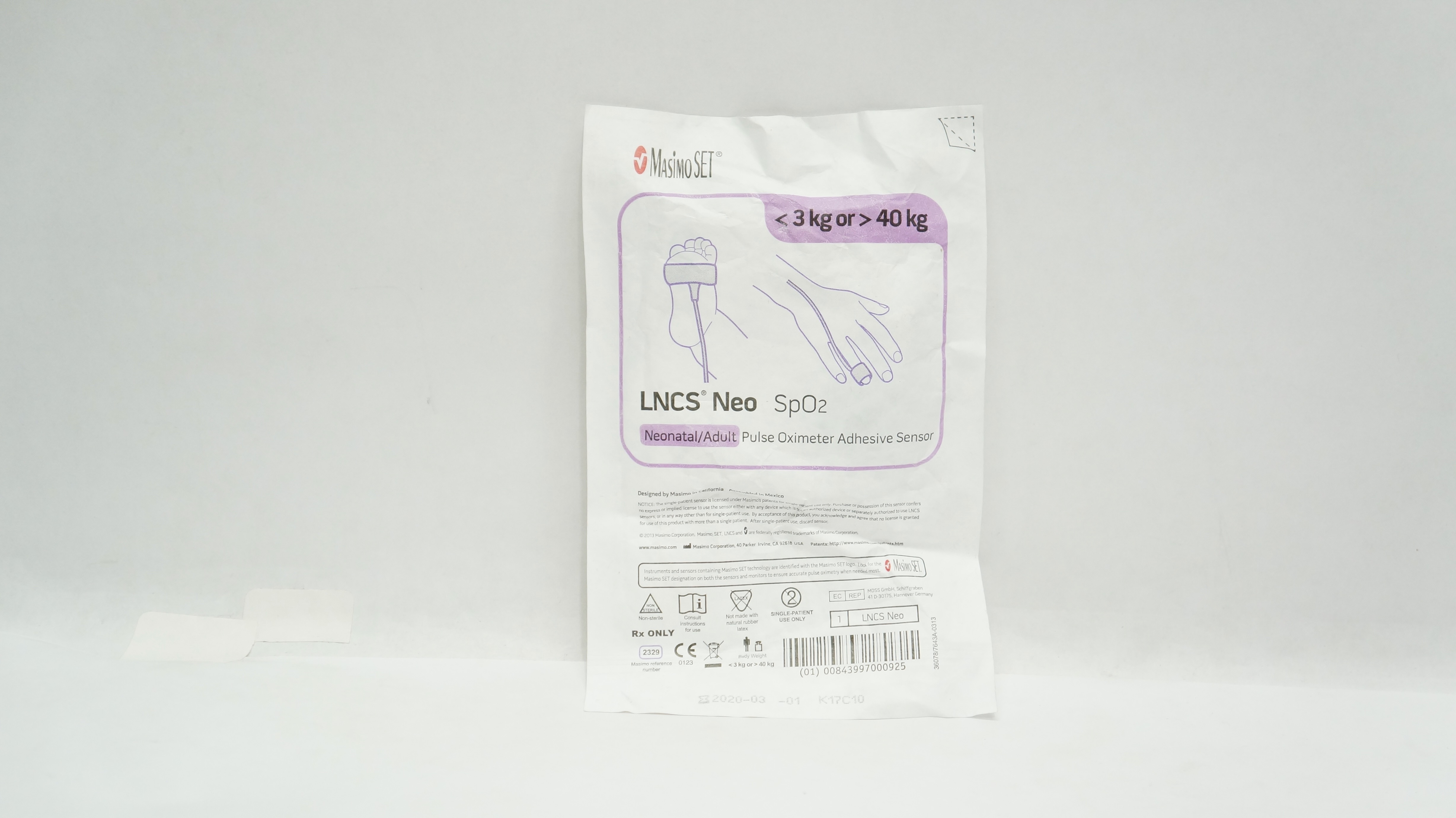 MasimoSet 2329 SpO2 Neonatal/Adult Pulse Oximeter Adhesive Sensor 3kg or 40kg(x)