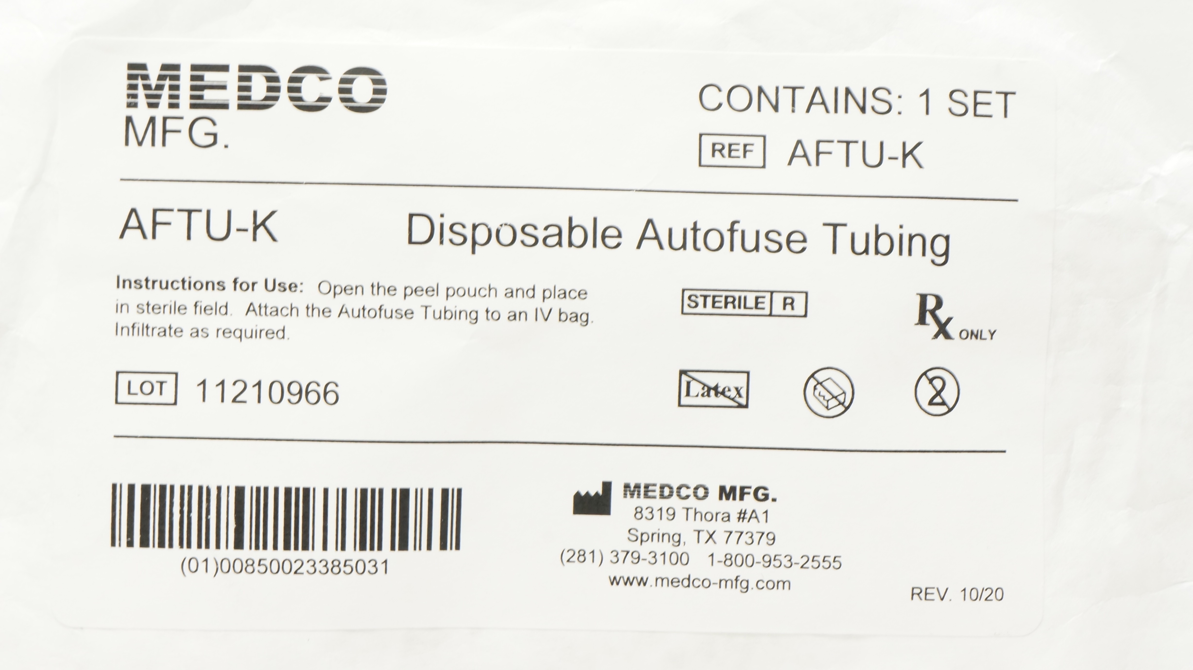 Medco AFTU-K Disposable Autofuse Tubing