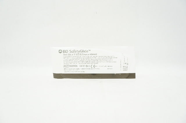 BD 305906 SafetyGlide Injection Ndle with Luer-Lok Syringe 3ml, 22G x 1-1/2