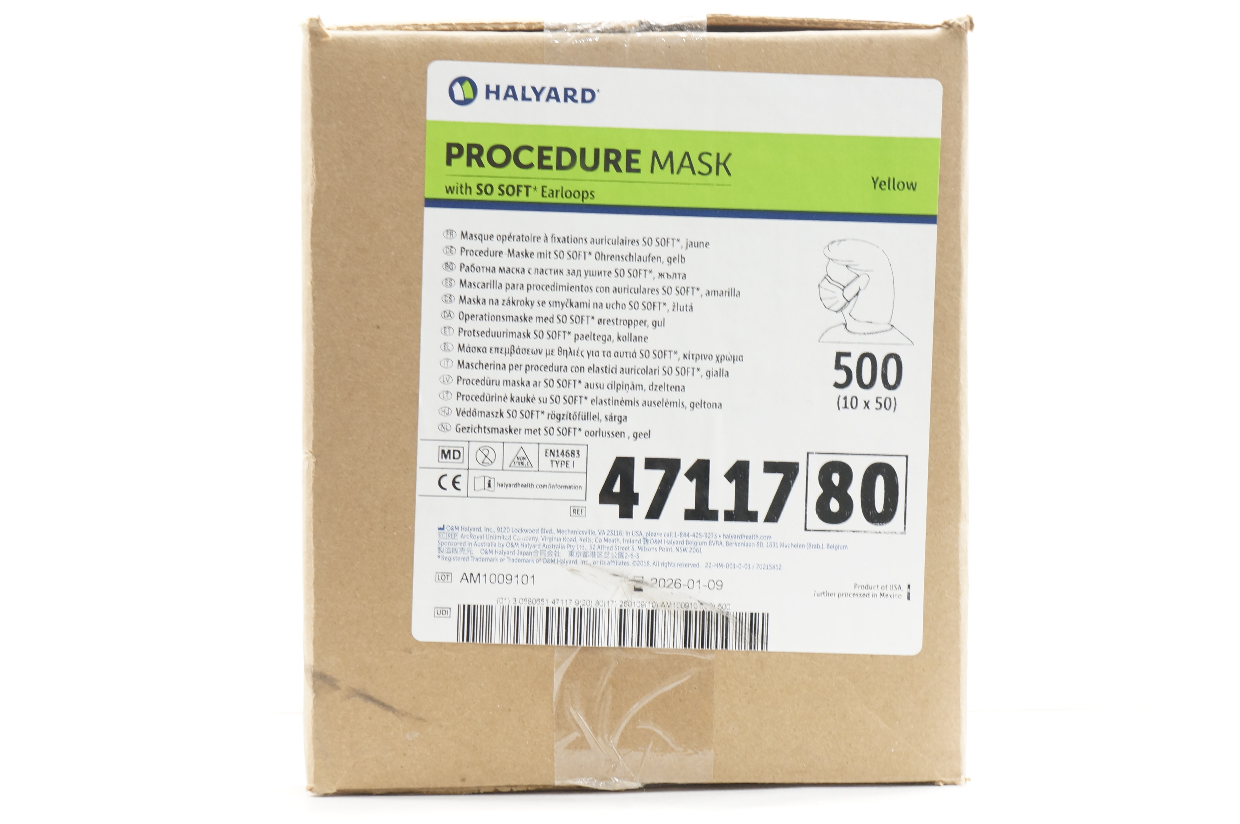 Halyard 47117 Procedure Mak with SO SOFT Earloops - Case of 500