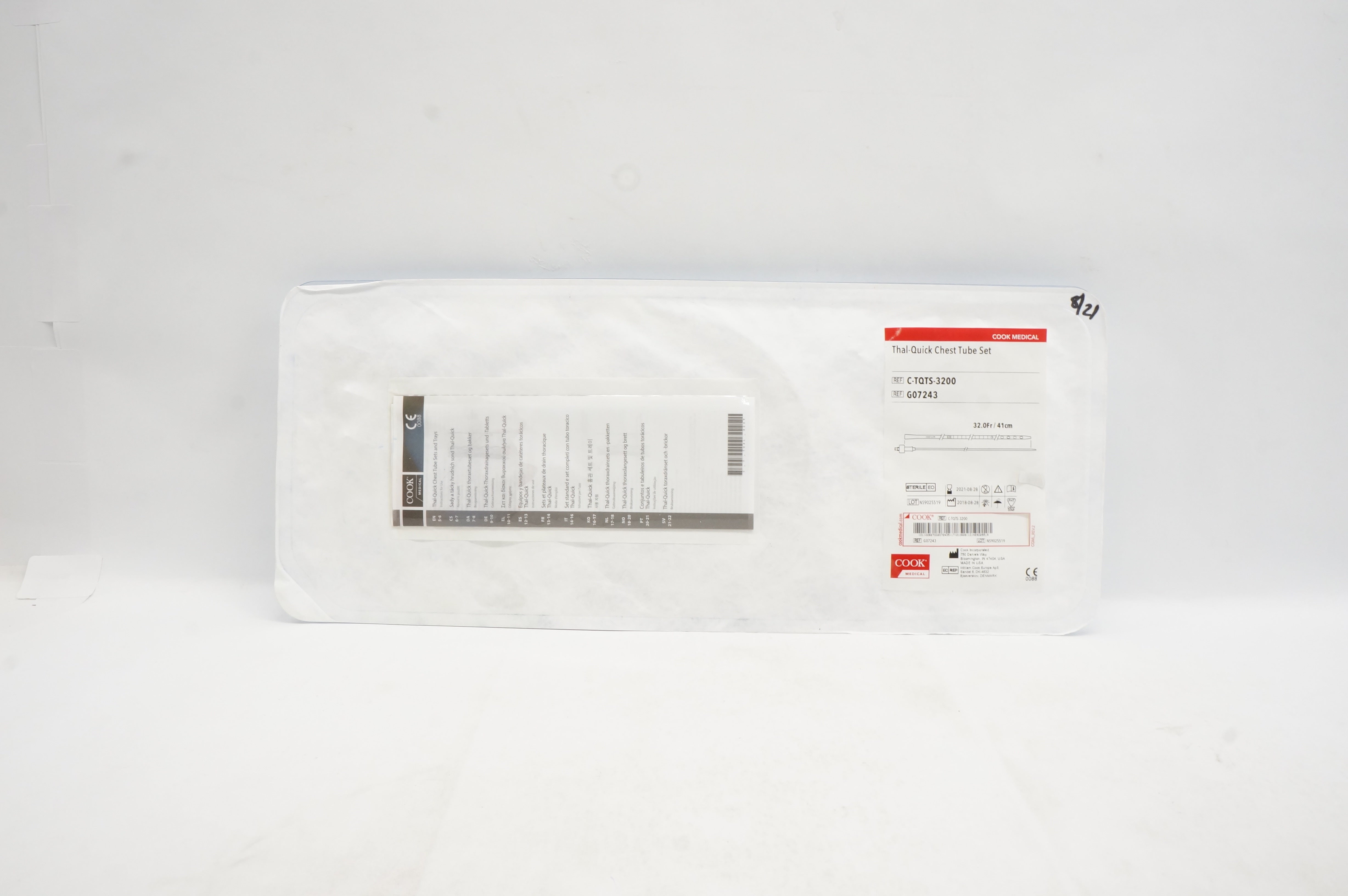 Cook Medical G07243 Thal-Quick Chest Tube Set 32.0Fr/41cm (x)