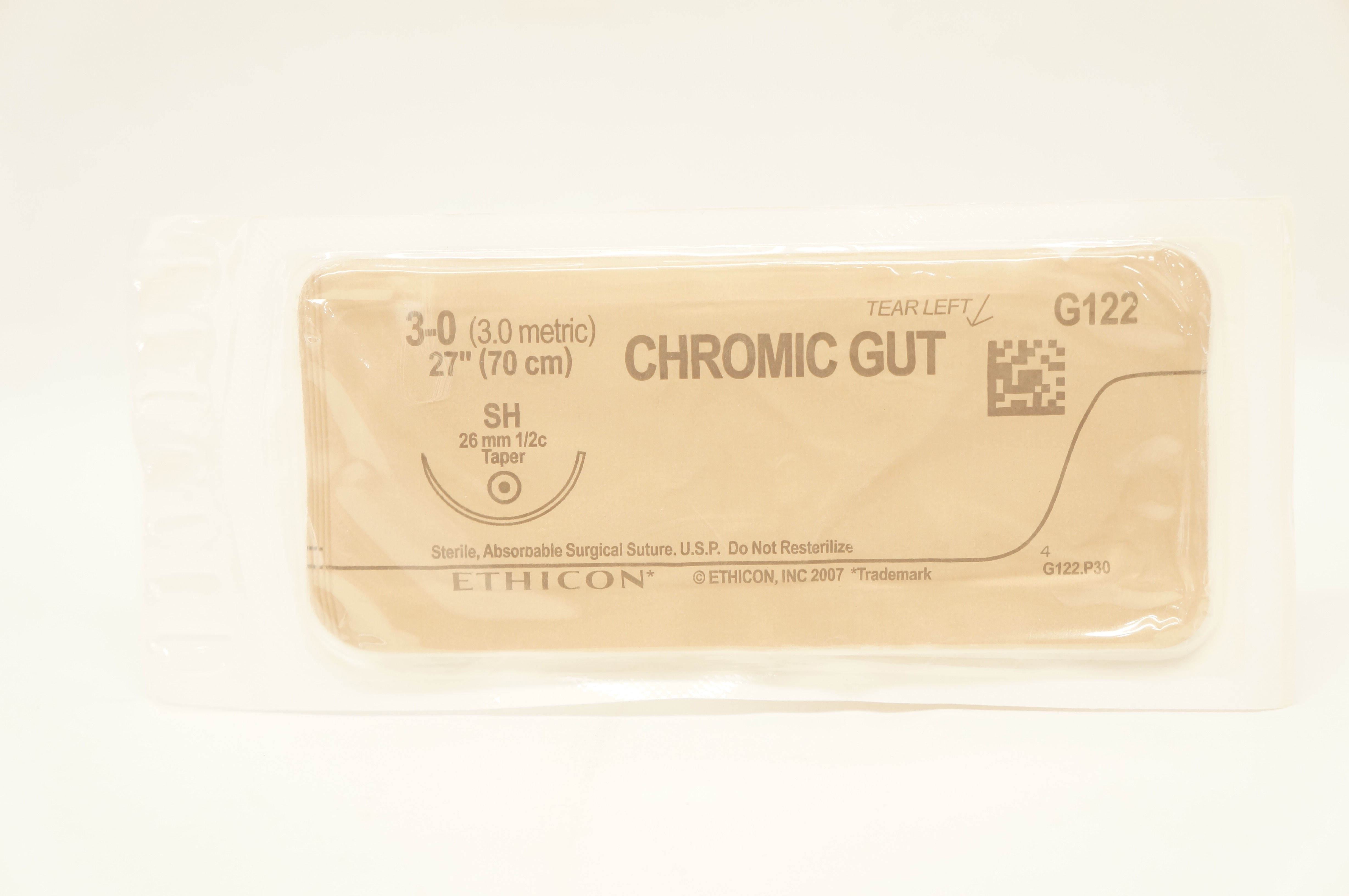 Ethicon G122 3-0 Chromic Gut Surgical Stre SH 26mm 1/2c Taper, 27inch