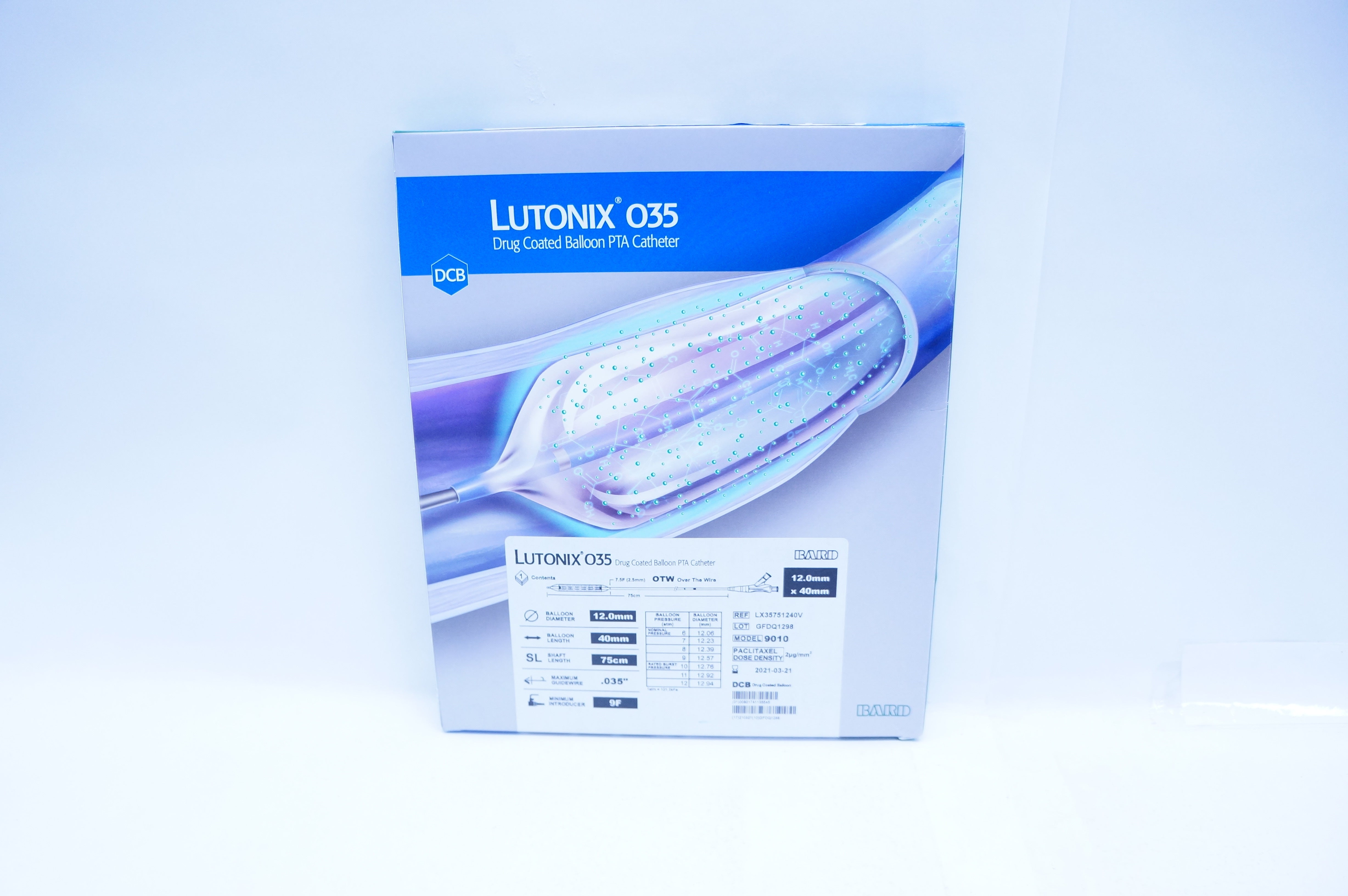 Bard LX35751240V Lutonix 035 Drug Coated Balloon PTA Cath. 12mm x 40mm, 75cm