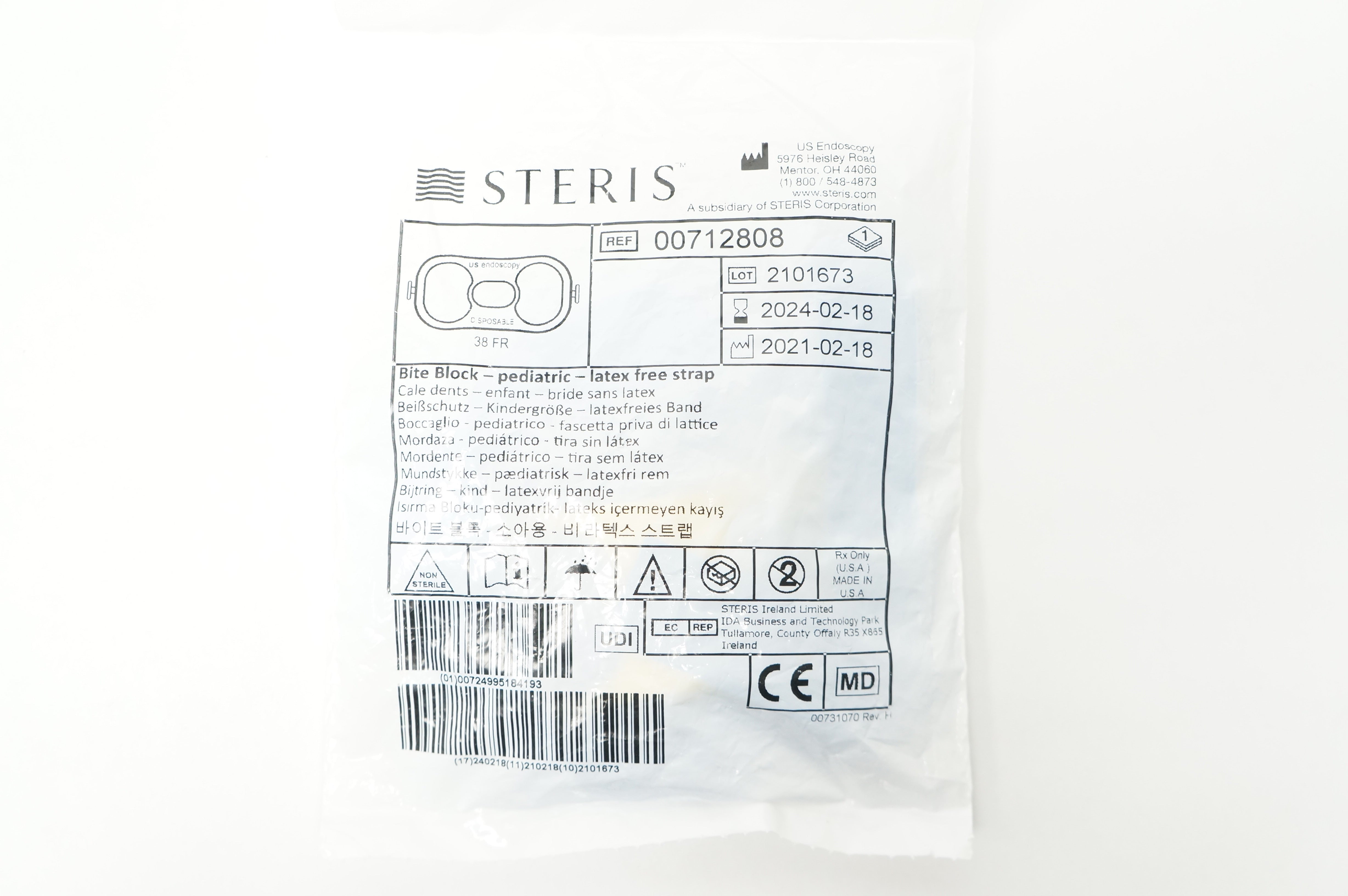 US Endoscopy 00712808 Bite Block - Pediatric - Latex Free Strap 38Fr.