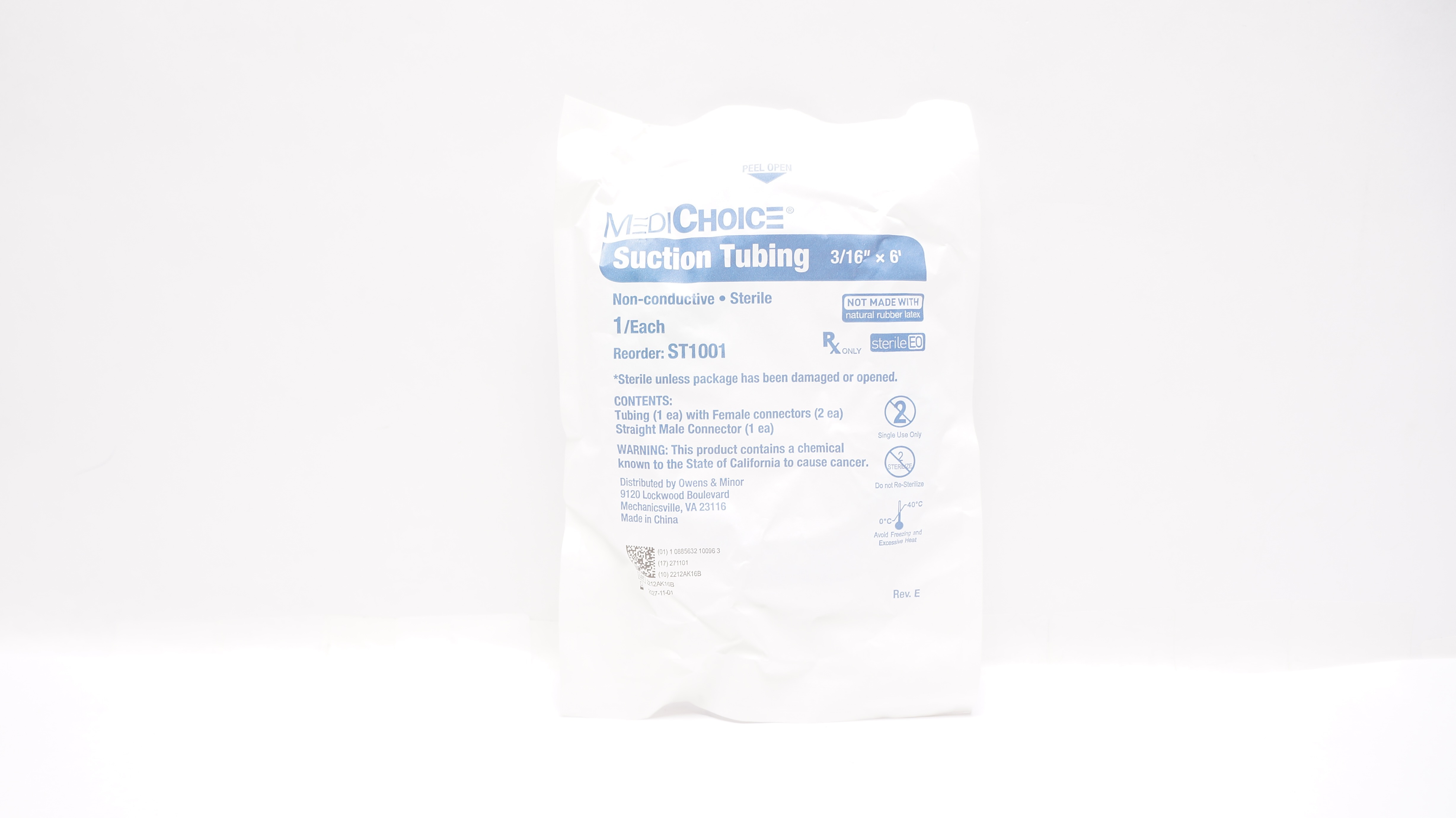 MediChoice ST1001 Suction Tubing Non-Conductive Sterile 3/16inch x 6ft.