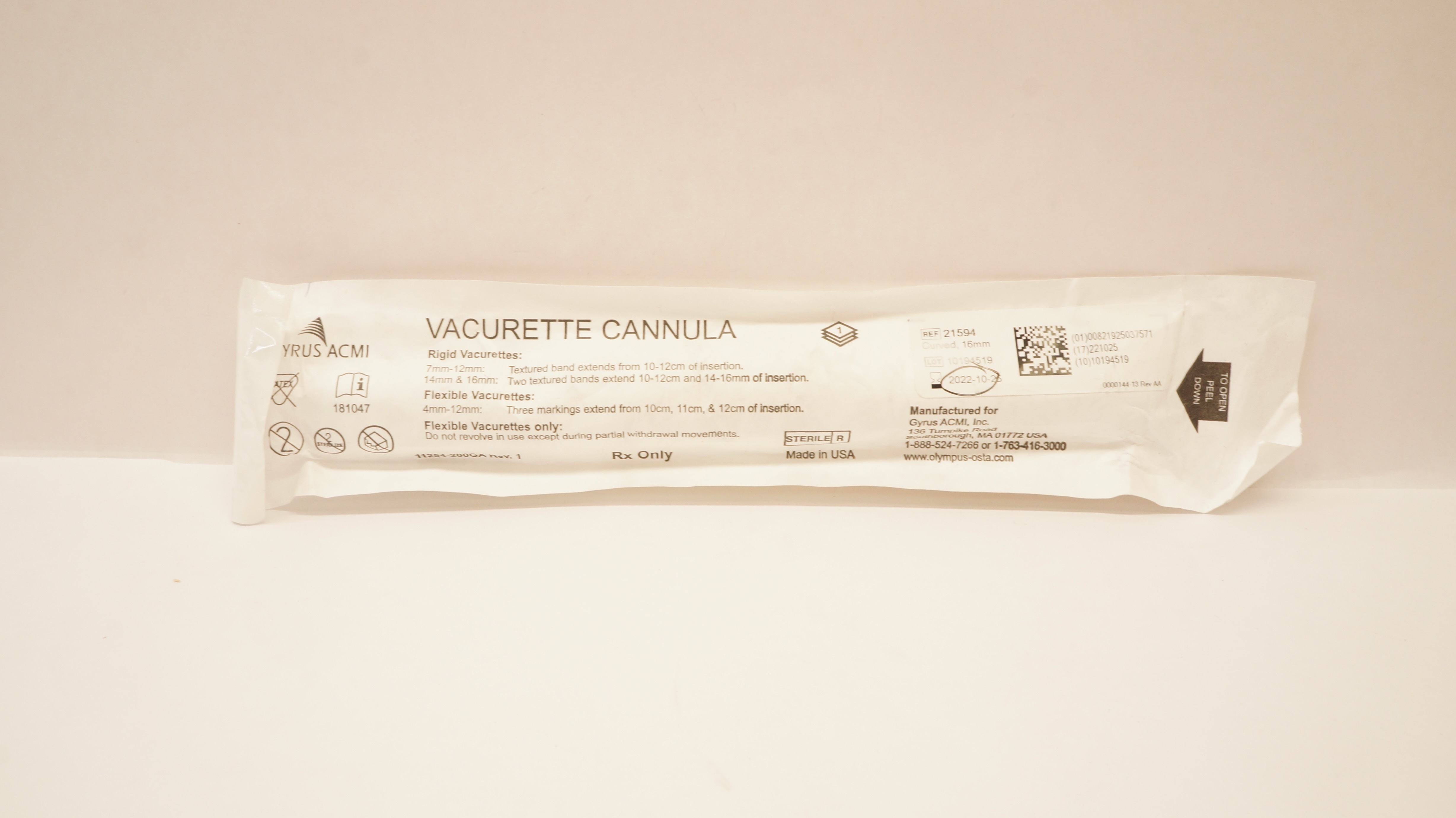 Gyrus ACMI 21594 Vacurette Cannula Curved 16mm (x)