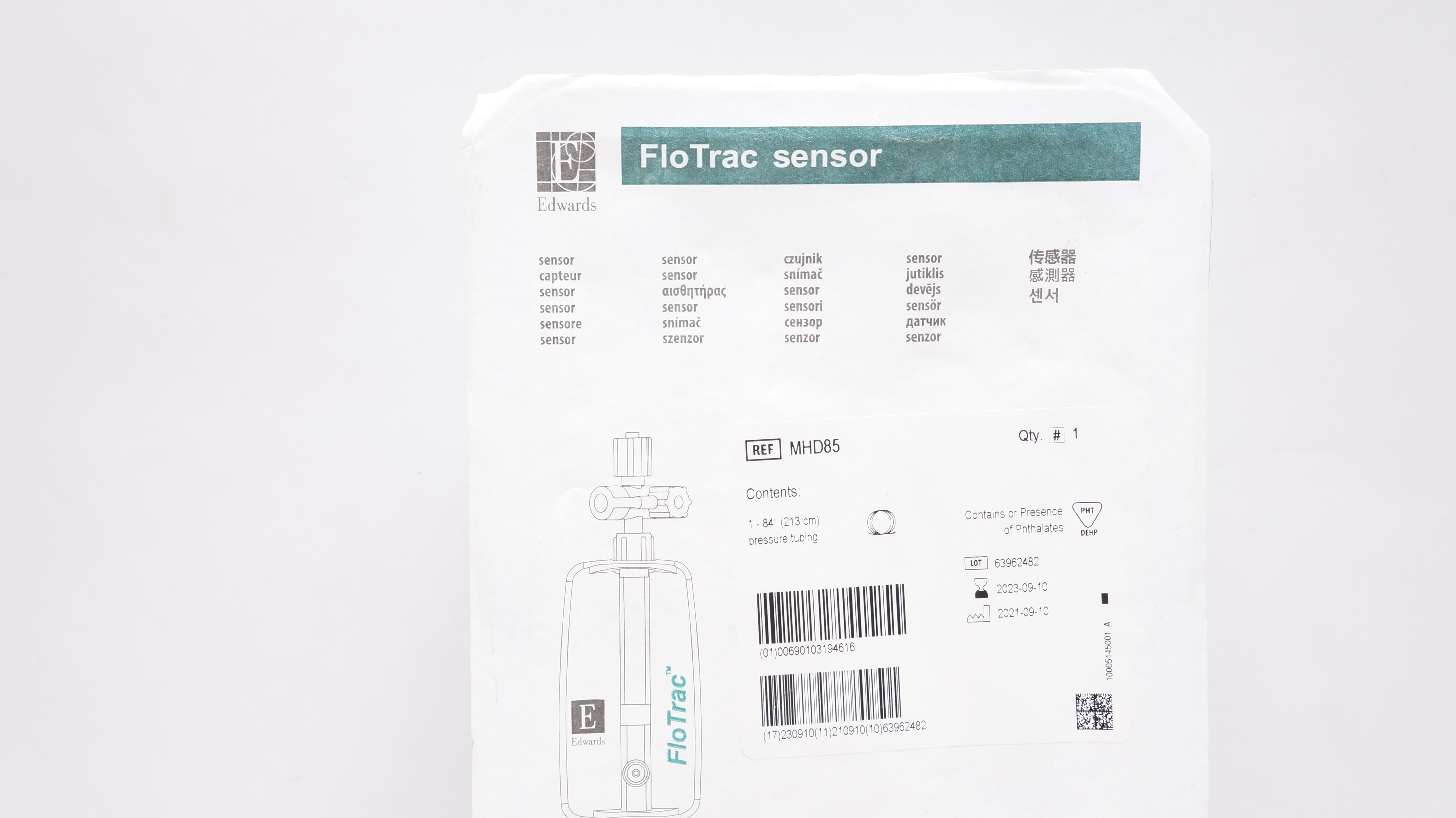 Edwards Lifesciences MHD85 Flo Trac Sensor 84inch Pressure