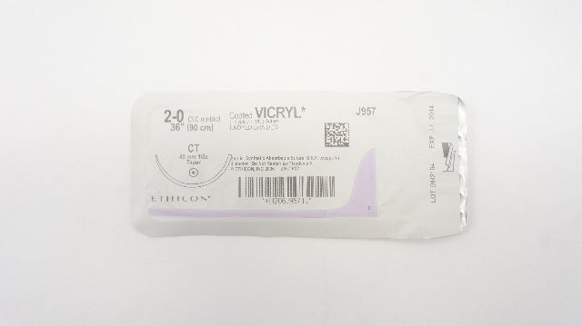 Ethicon J957 2-0 Coated VICRYL Polyglactin 910 Stre CT 40mm 1/2c Taper 36inch(x)