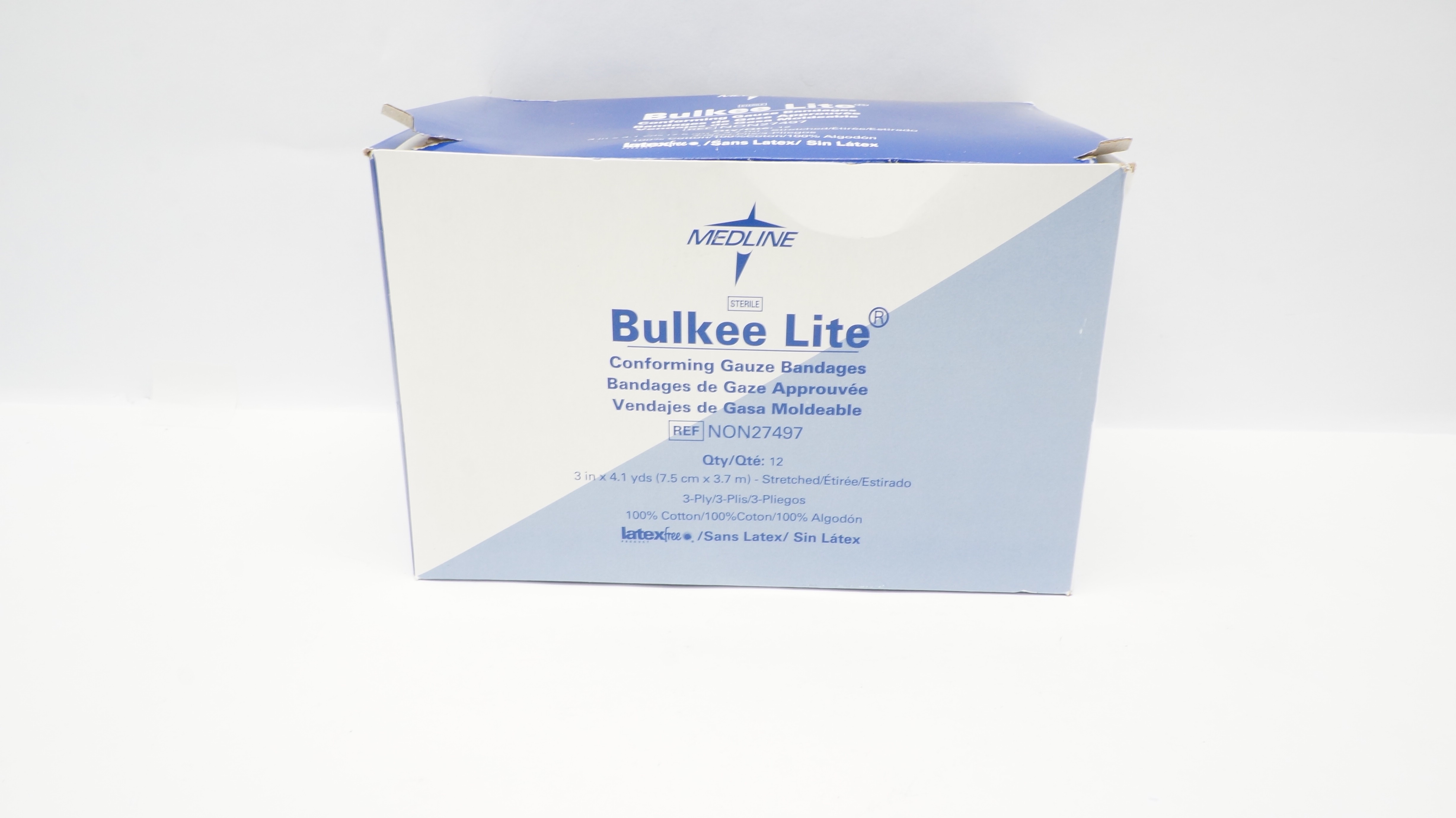 Medline NON27497 Bulkee Lite Conforming Gauze Bandage 3inch x 4.1yds - Box of 6