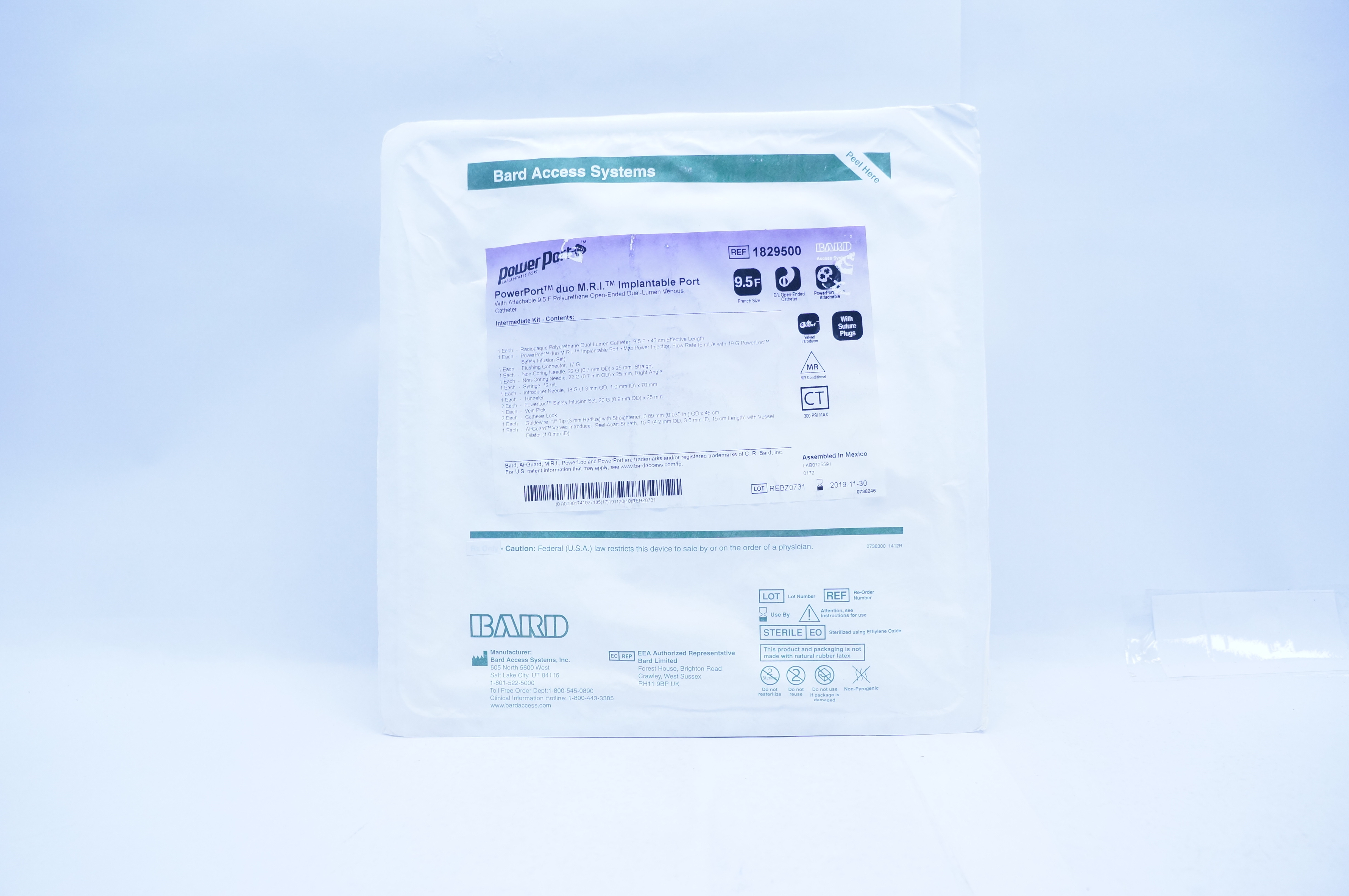 Bard 1829500 PowerPort Duo M.R.I. Implantable Port 9.5F (x)