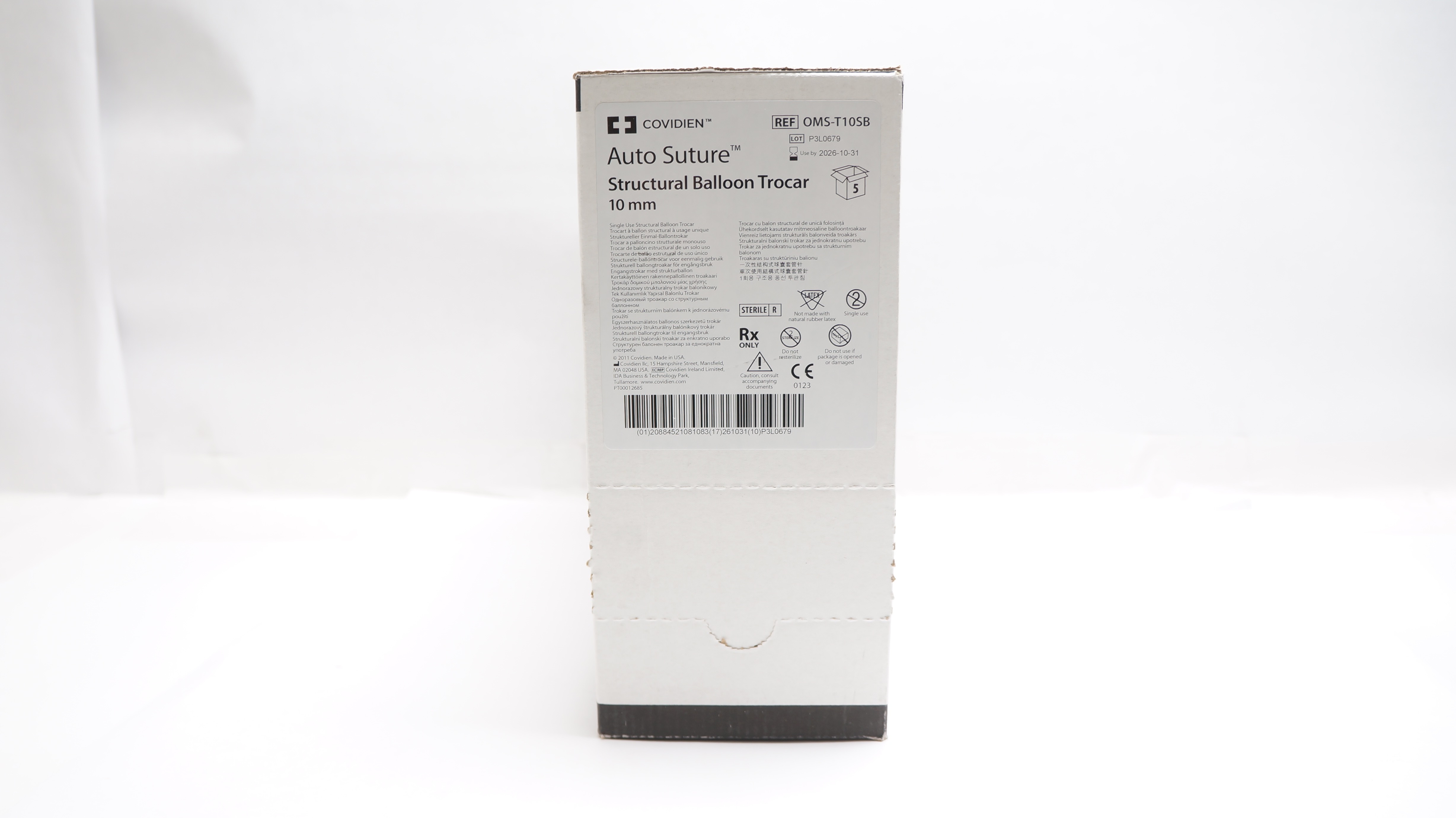 Covidien OMS-T10SB AutoSuture Structural Balloon Trocar 10mm - Box of 5