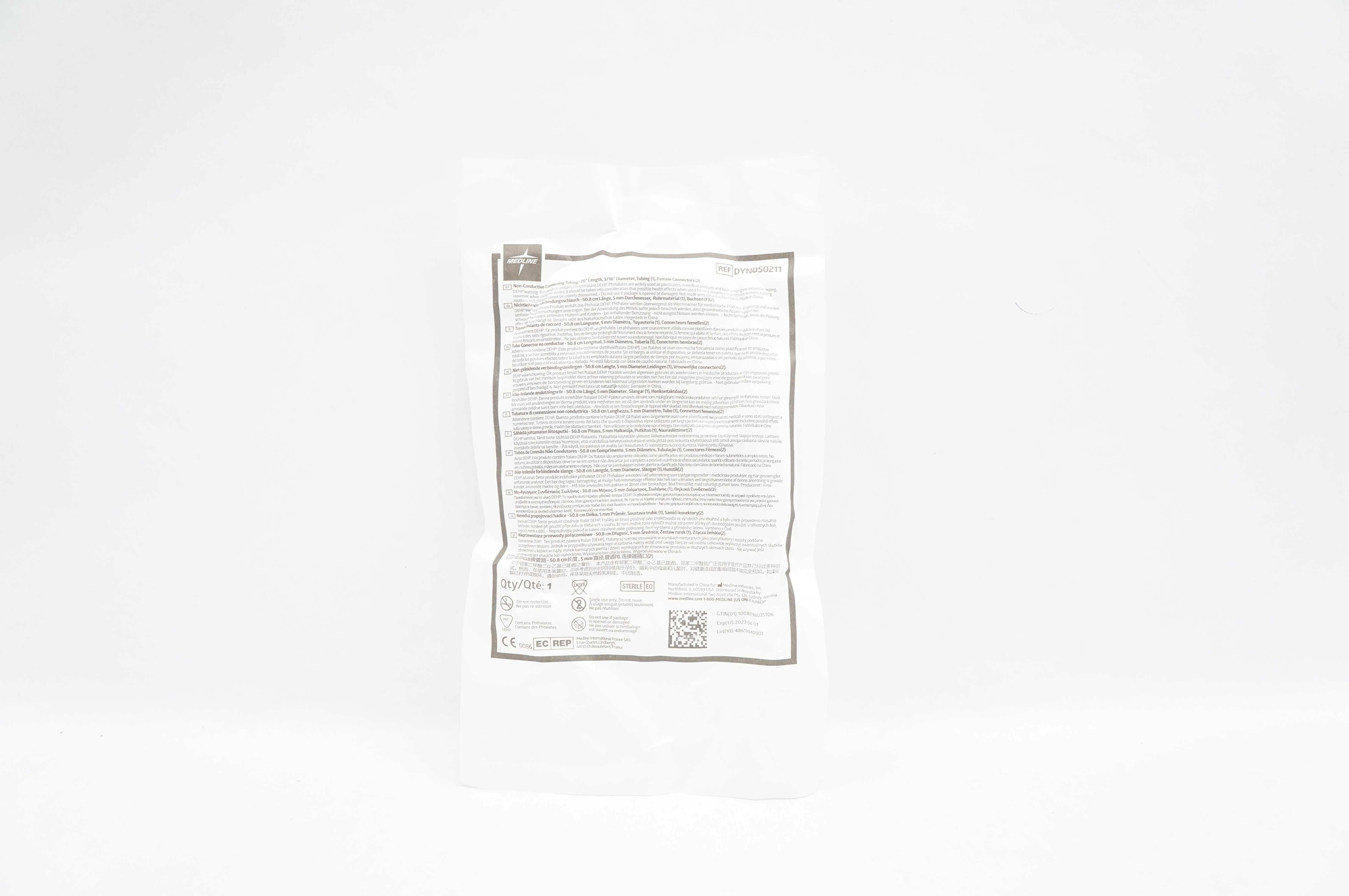 Medline DYND50211 Non Conductive Connecting Tubing 20inch x 3/16inch