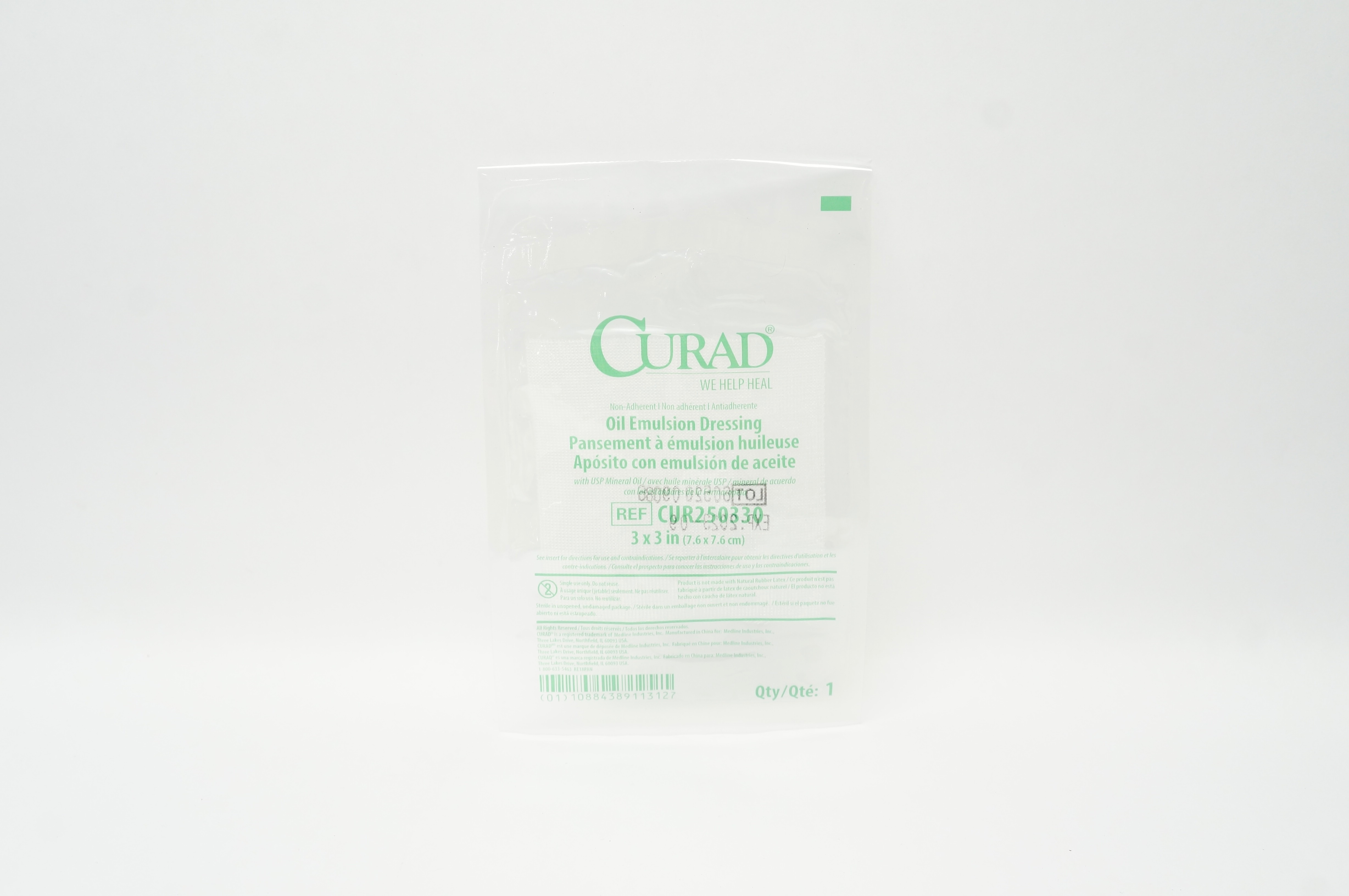 Medline CUR250330 Curad Non-Adherent Oil Emulsion Dressing 3inch x 3inch (x)