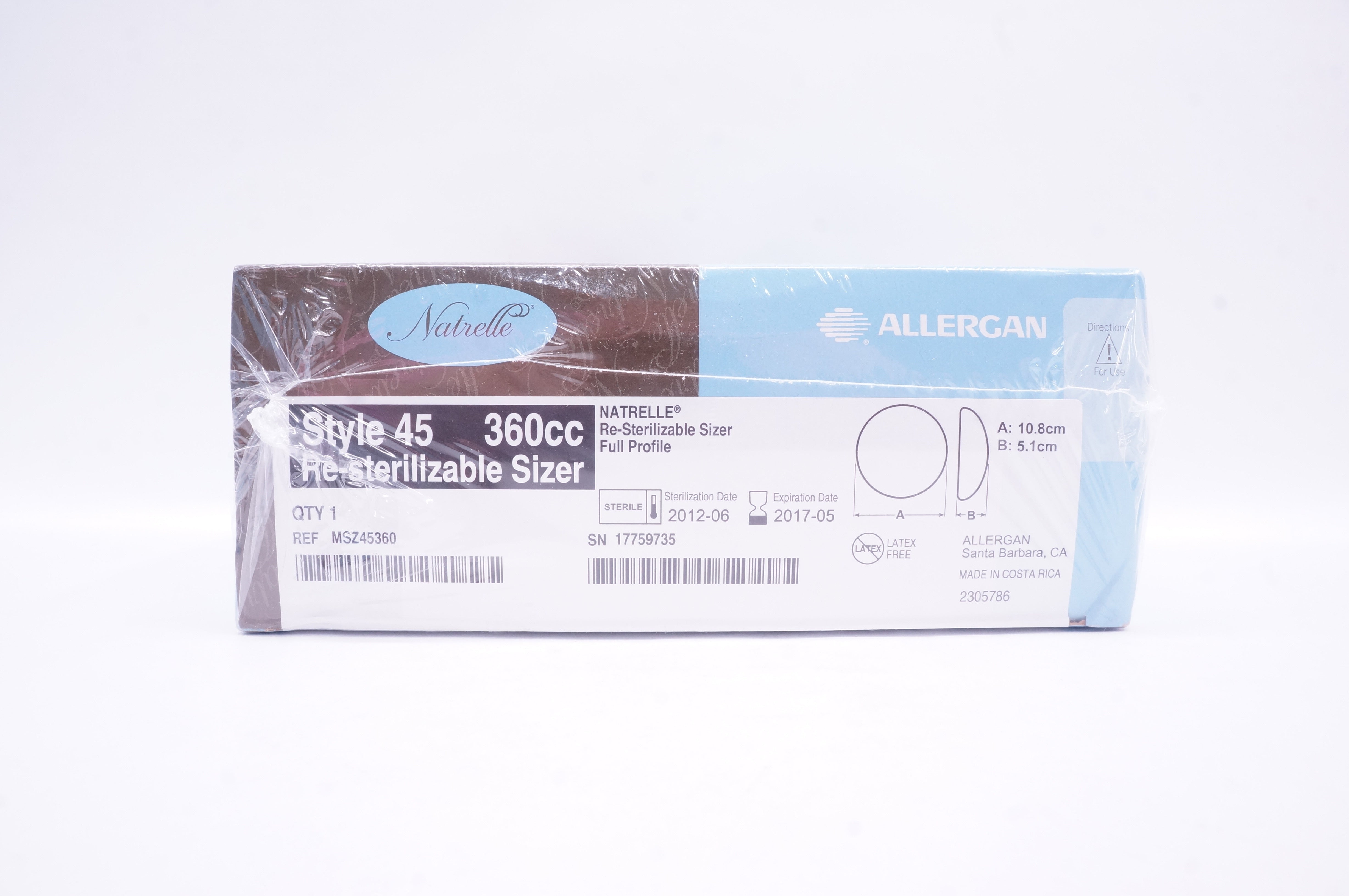 Allergan MSZ45360 Natrelle ReSterilizable Sizer Full Profile Style 45