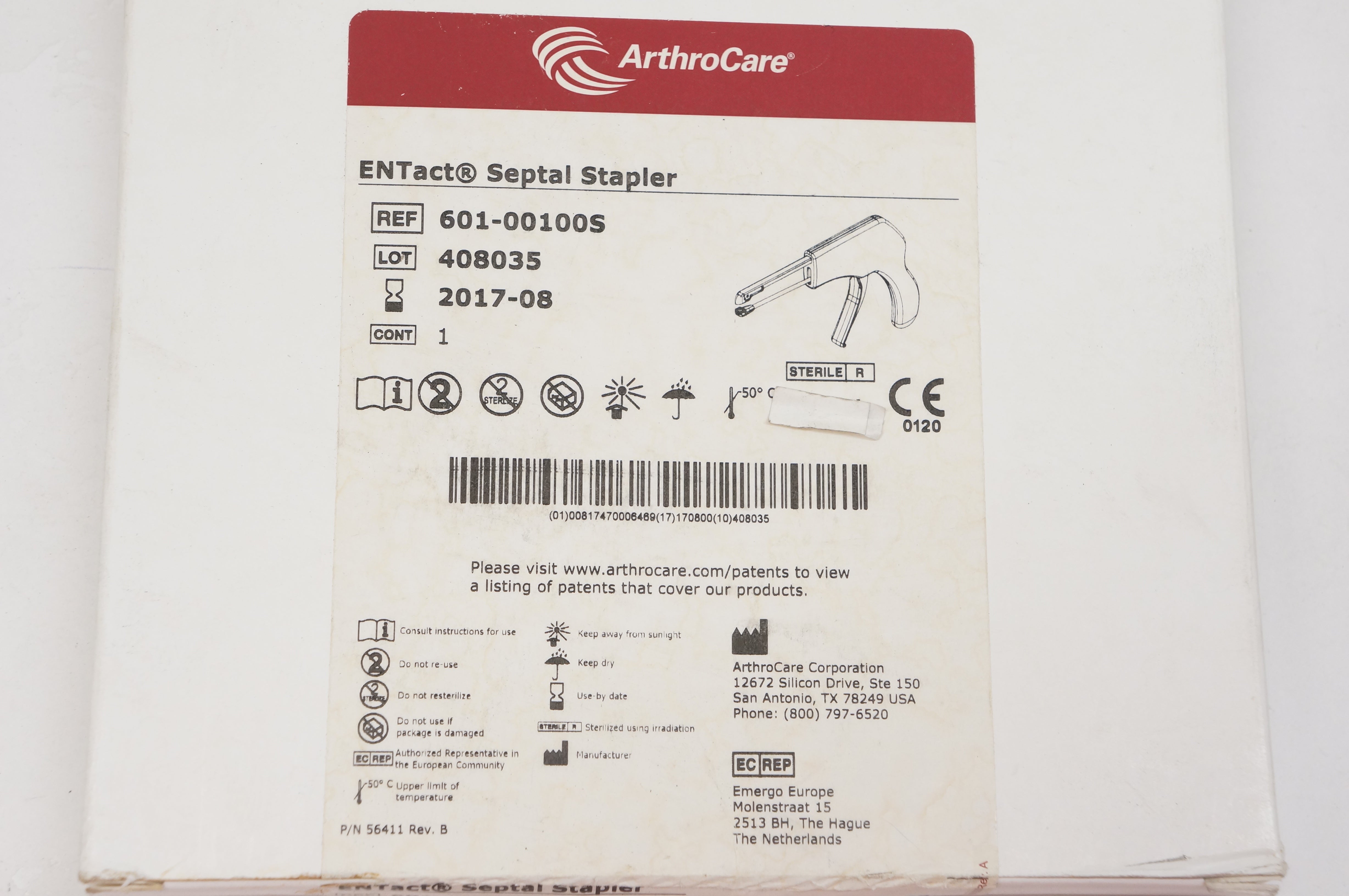ArthroCare 601-00100S ENTact Septal Stapler (x)