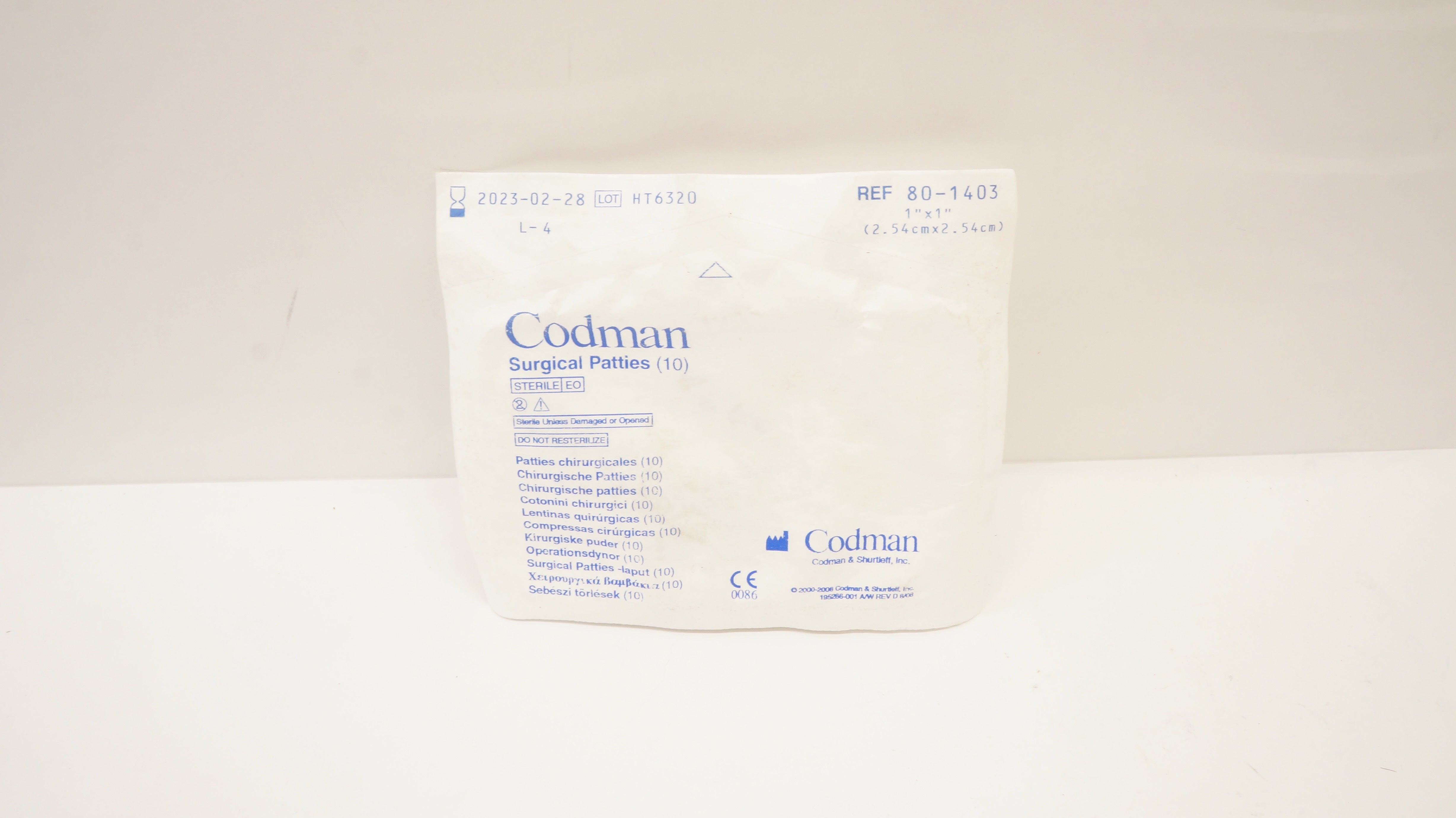 Codman 801403 Surgical Patties 1inch x 1inch Pack of 10 (x)