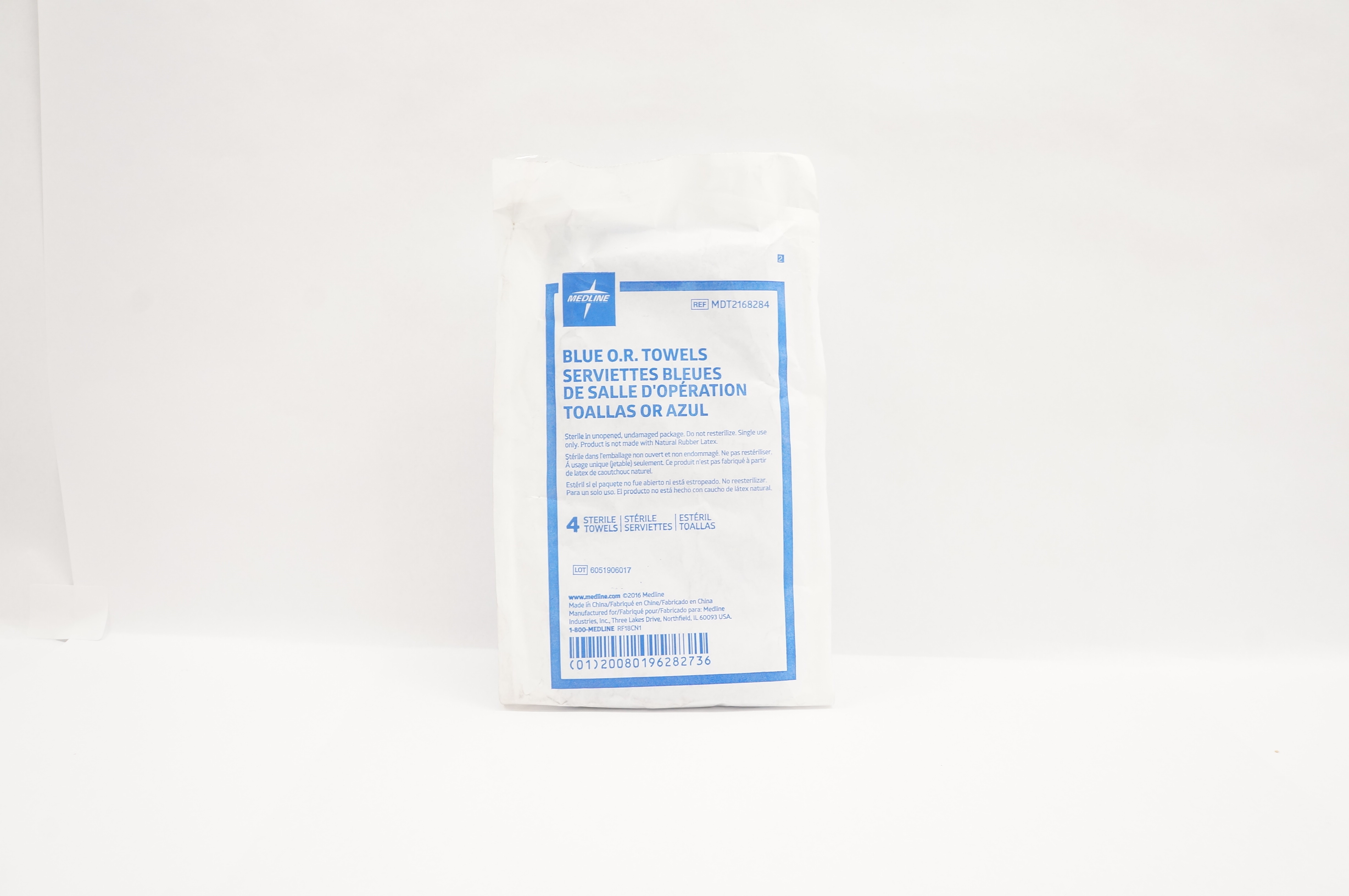 Medline MDT2168284 Blue O.R. Towels Serviettes Blue - Pack of 4