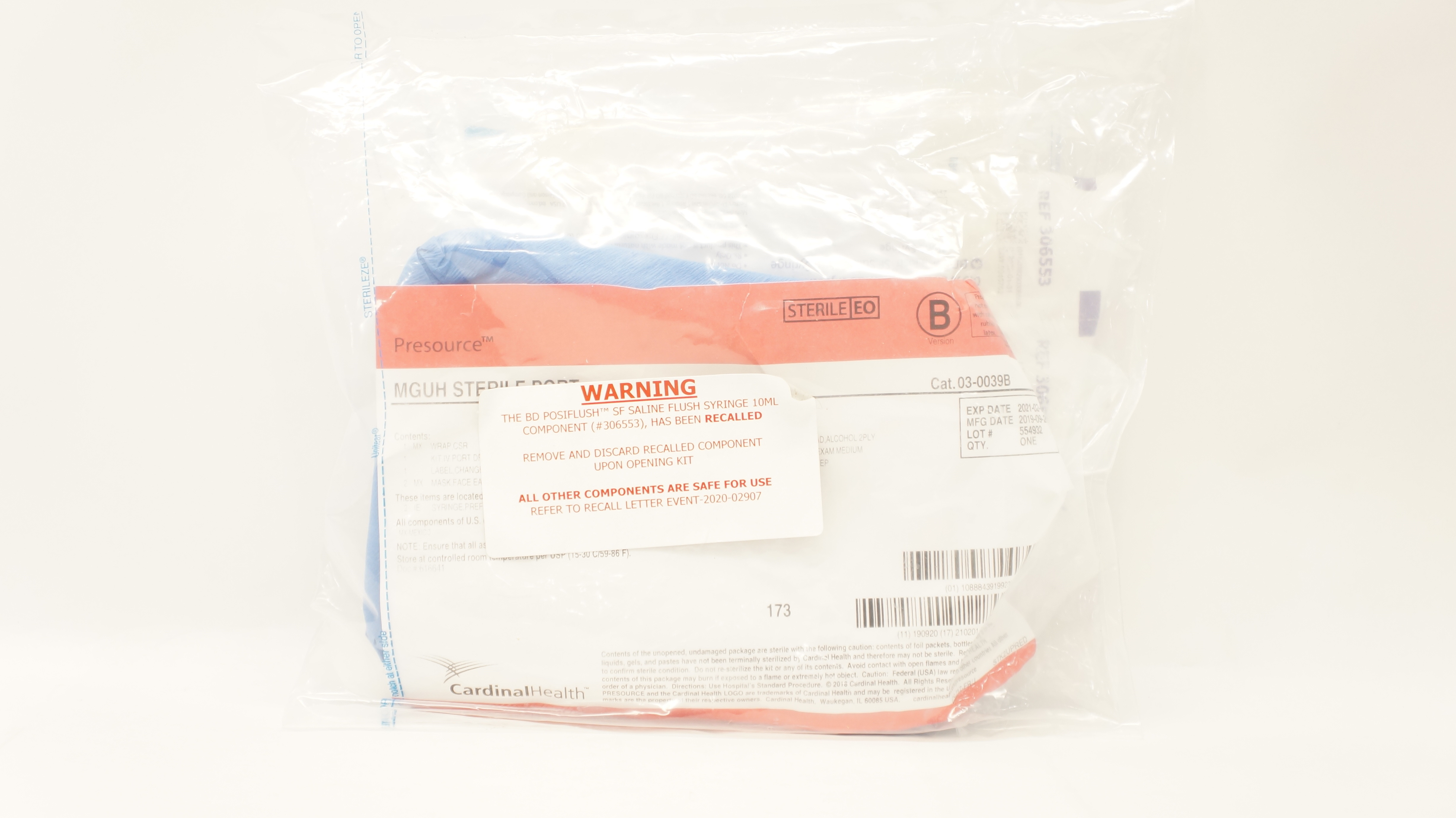 Cardinal Health 03-0039B Presourse MGUH Sterile Port (x)