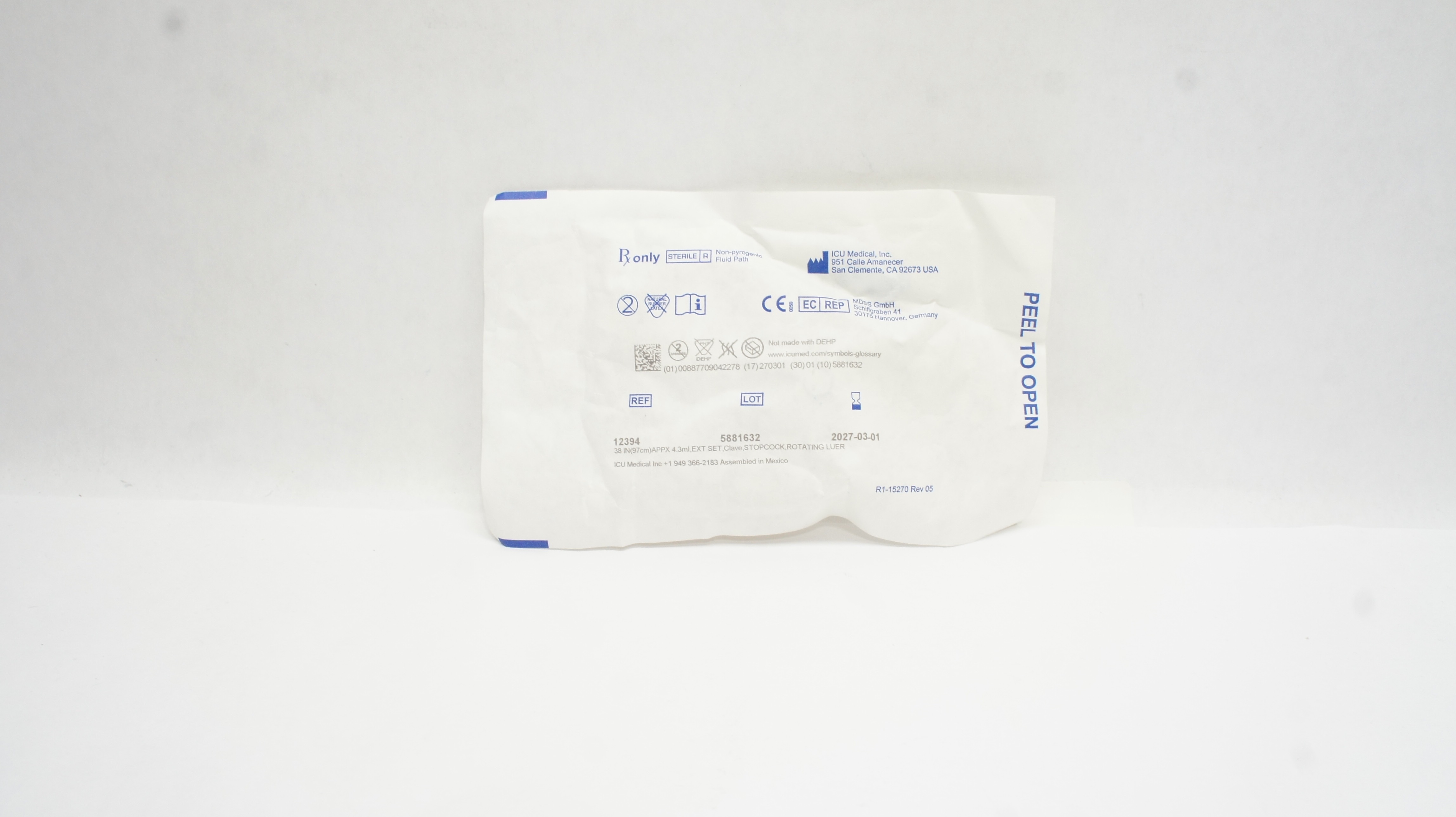Icu Medical 12394 Appx 4.3ml,Ext. Set,Clave,Stopcock,Rotating Luer