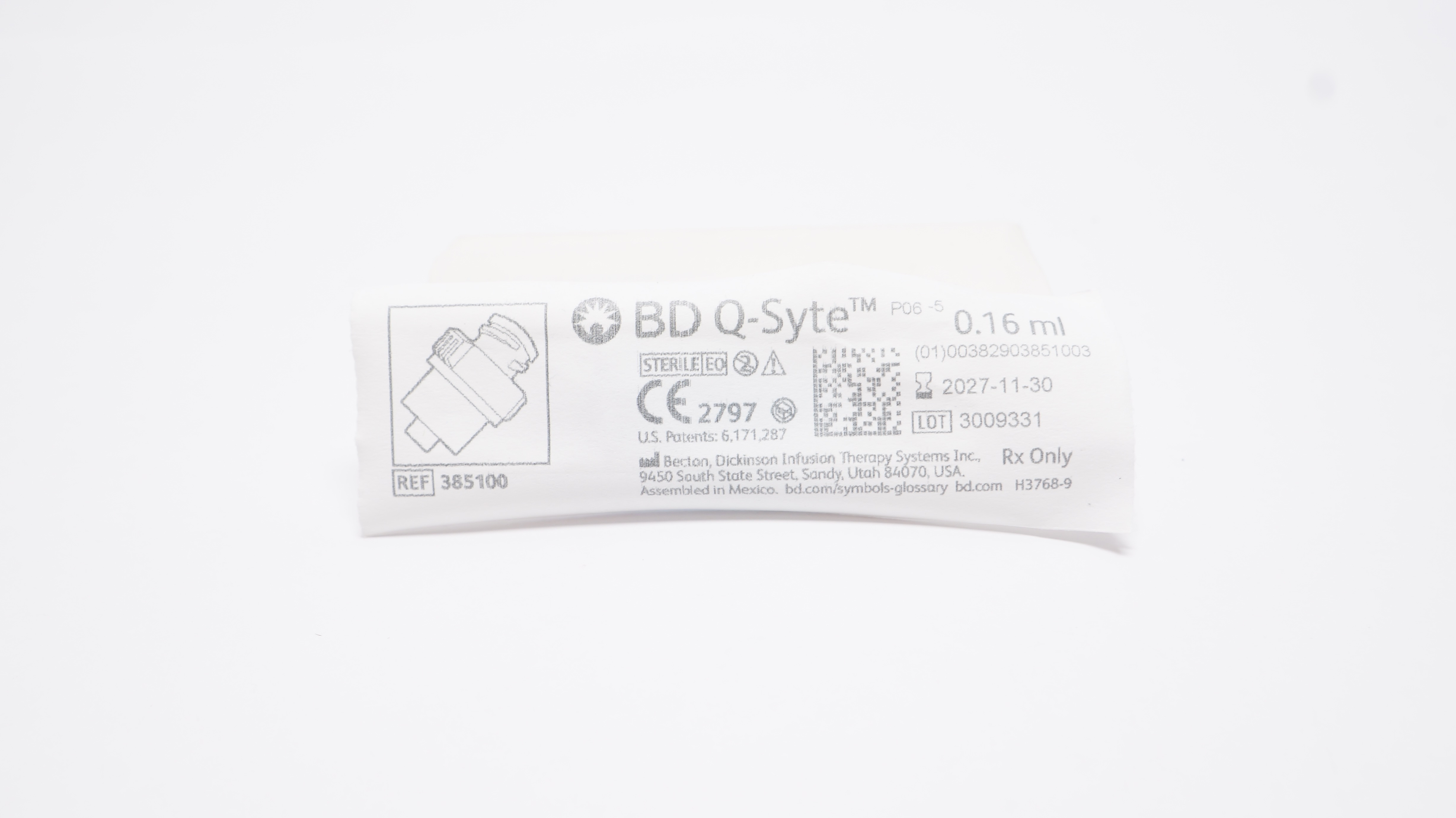 BD 385100 Q-Syte Ndle-Free Connector 0.16ml