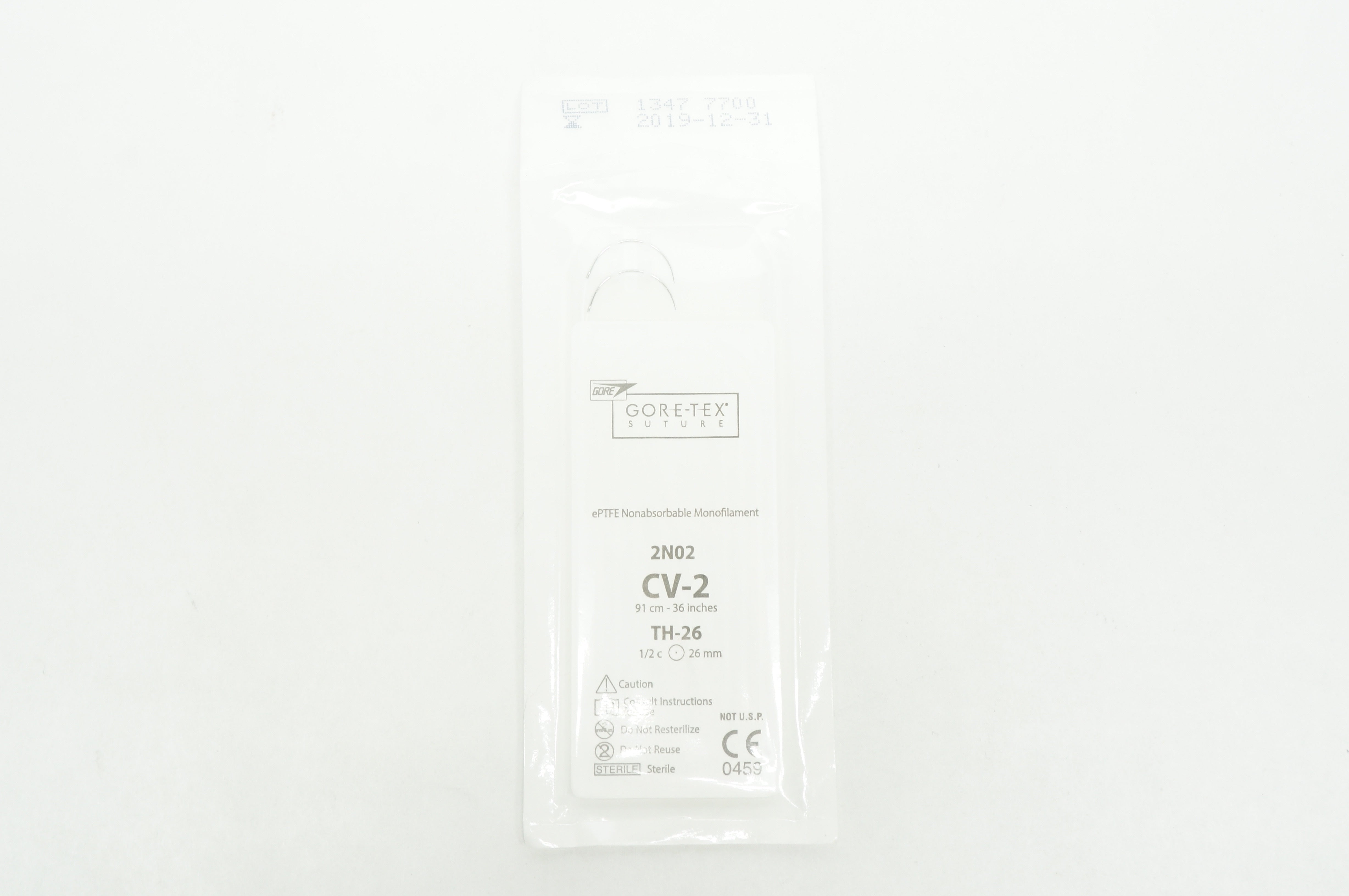 Gore 2N02 ePTFE Nonabsorbable Monofilament CV-2 TH-26 1/2 c 26 mm (x)