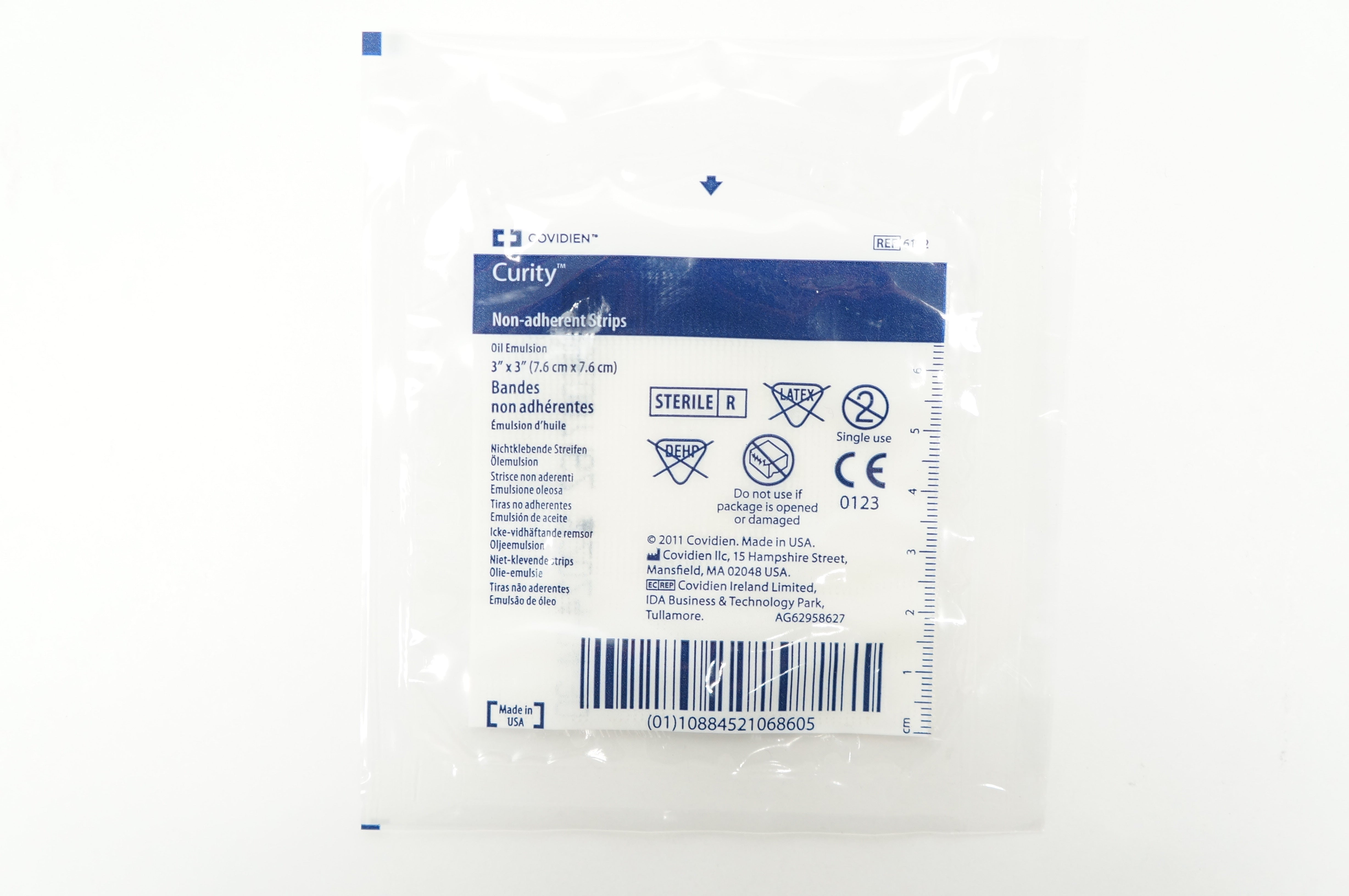 Covidien 6112 Curity Non-Adherent Strips Oil Emulsion 3 x 3 inch