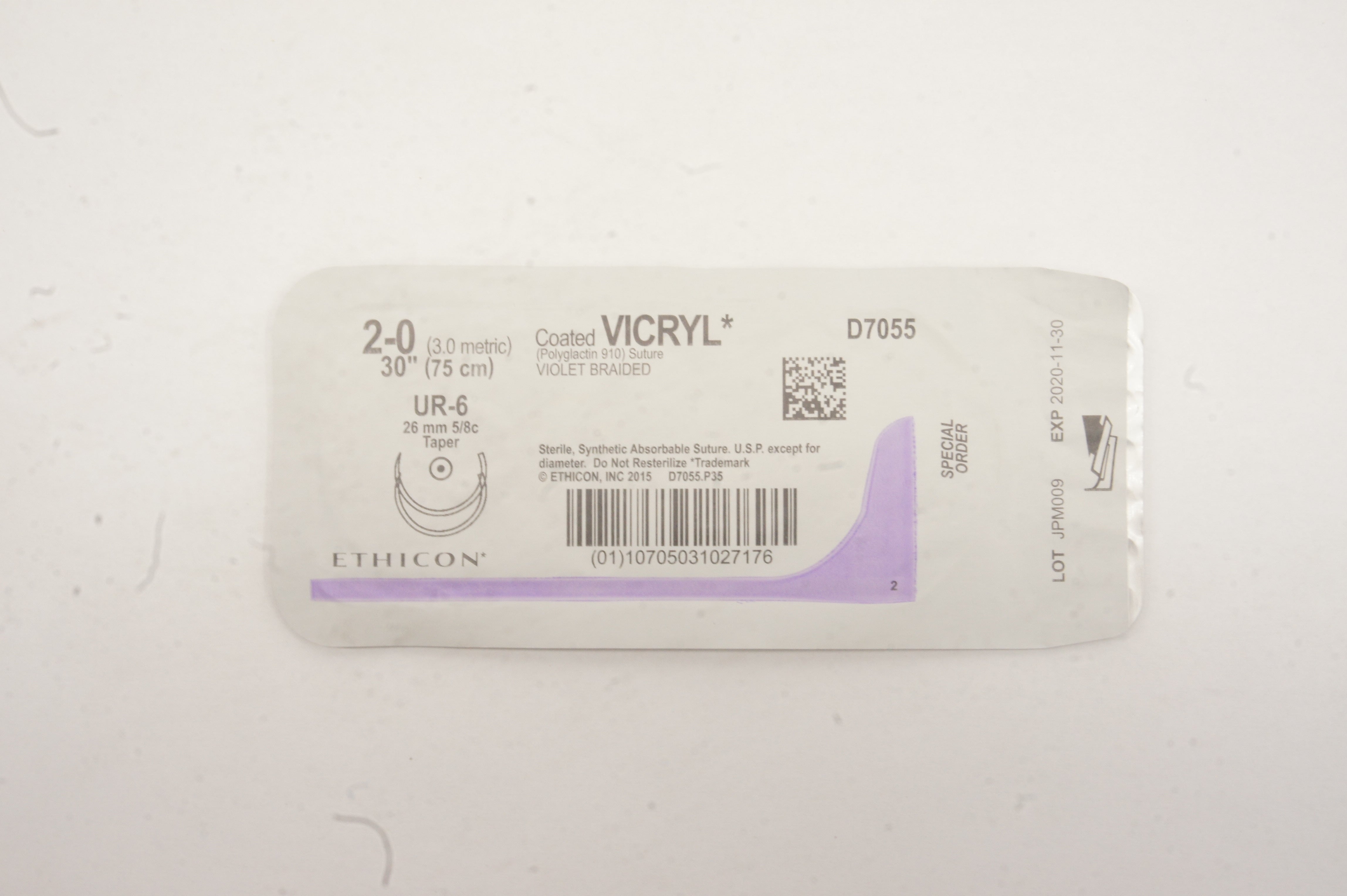 Ethicon D7055 2-0 MONOCRYL SH 26mm 1/2c UR-6 26mm 5/8c 27inch (x)