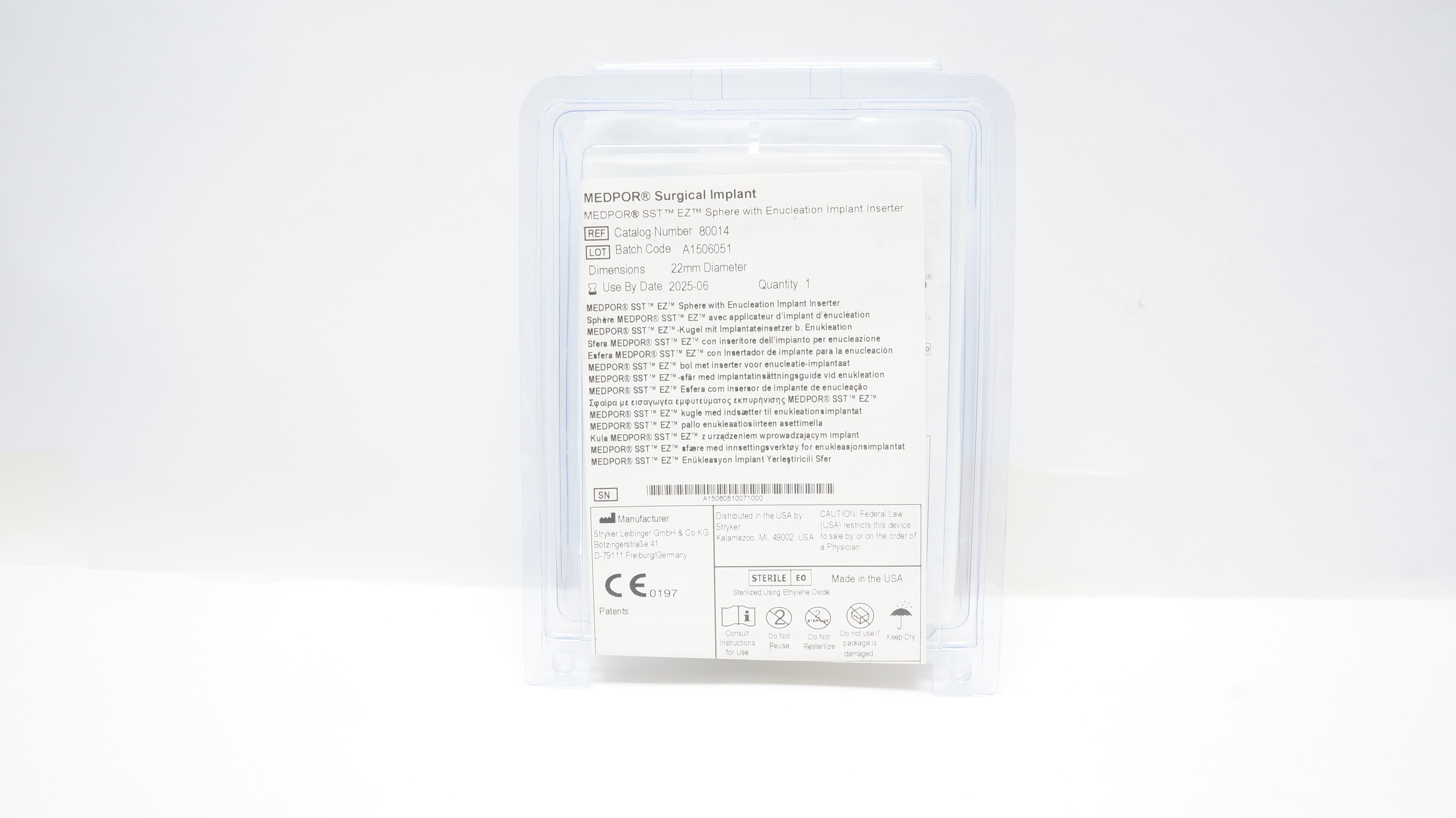 Stryker 80014 MEDPOR Surgical Implant 22mm Diameter (x)