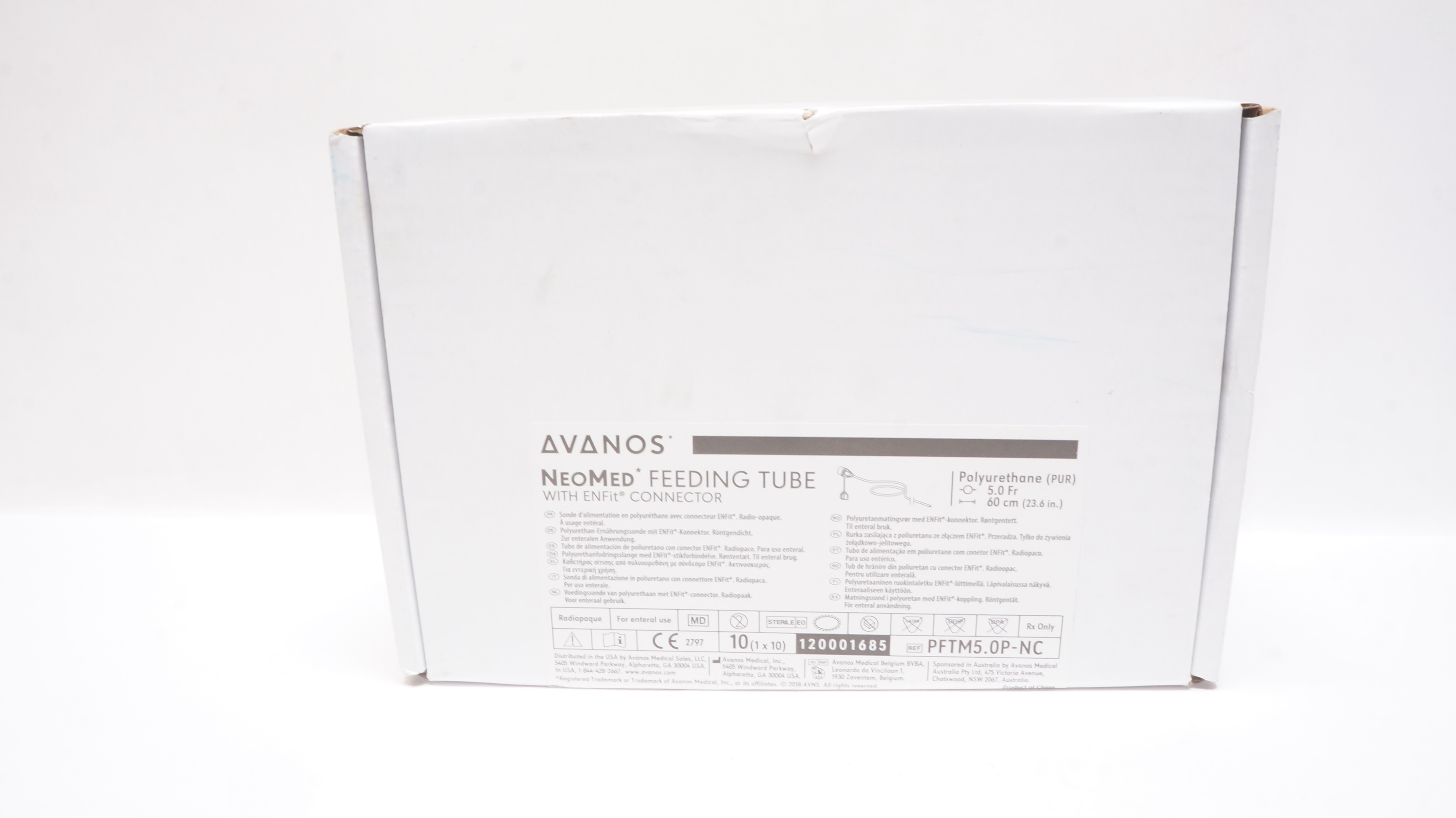 Avanos PFTM5.0P-NC NeoMed Feeding Tube w/ENFit Connector 5.0Fr 60cm- Box of 10