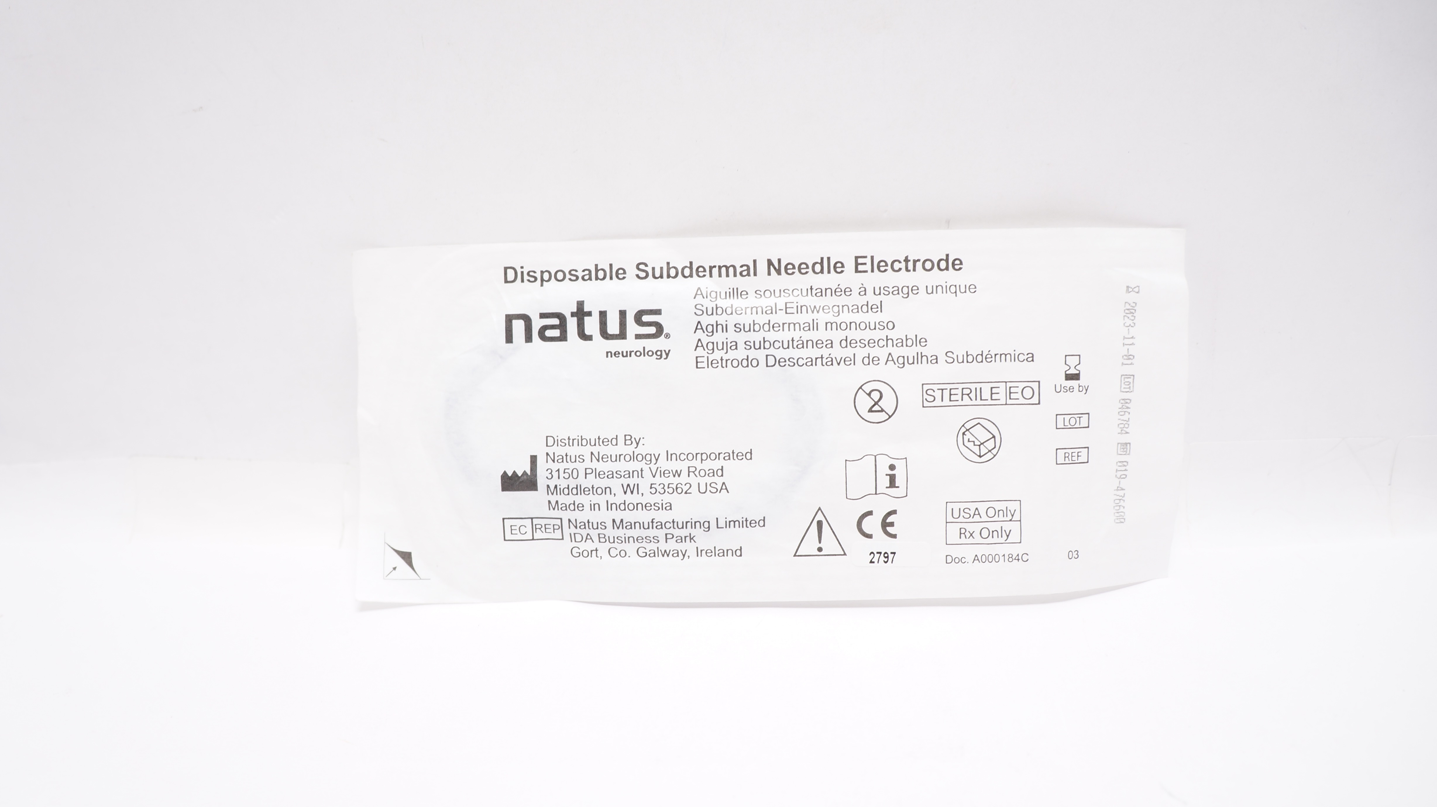 Natus 019476600 Subdermal Ndle. Electrode, Disposable (x)
