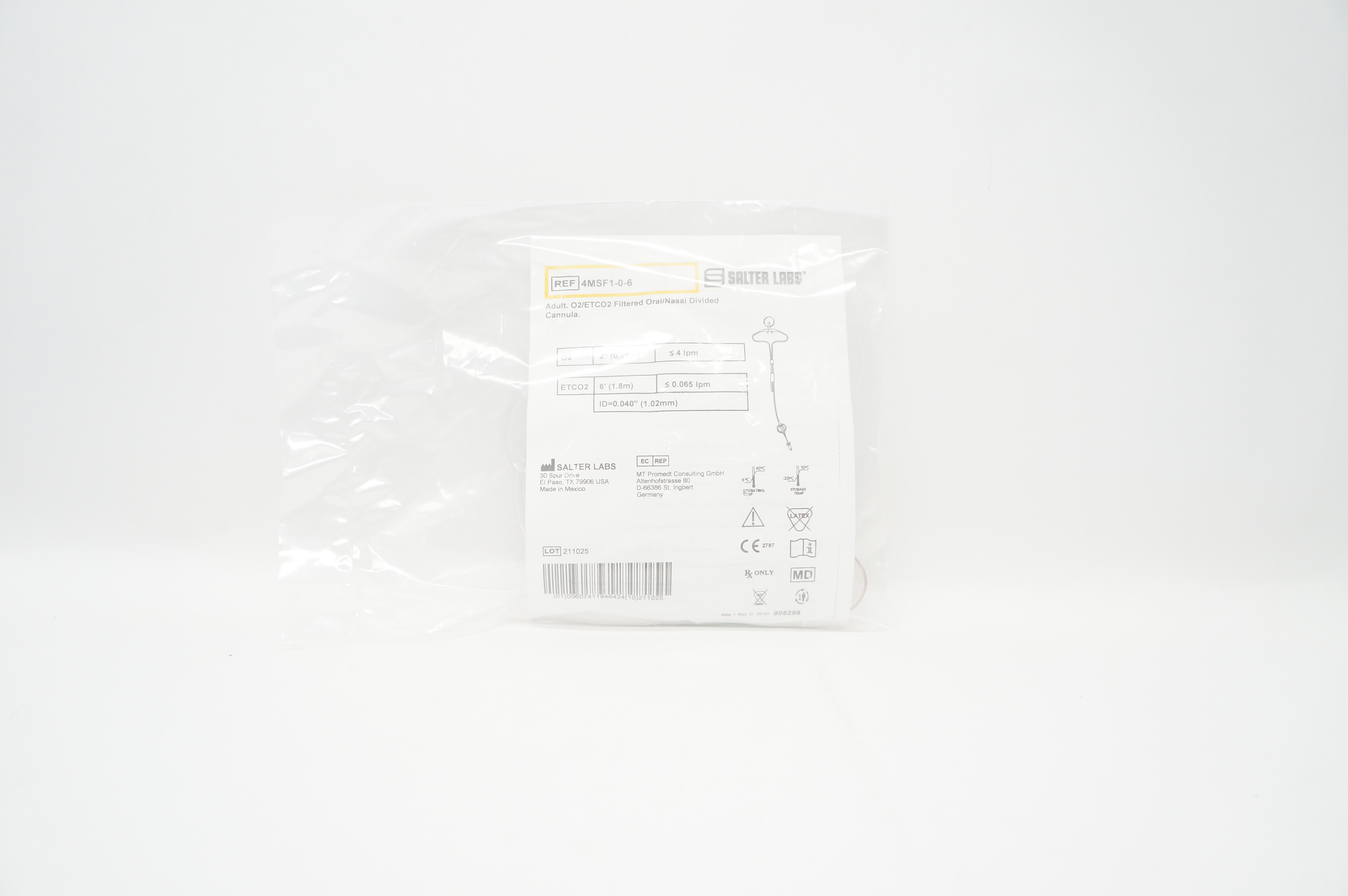 Salter Labs 4MSF1-0-6 Adult O2/ETCO2 Filtered Oral/Nasal Divided Cannula