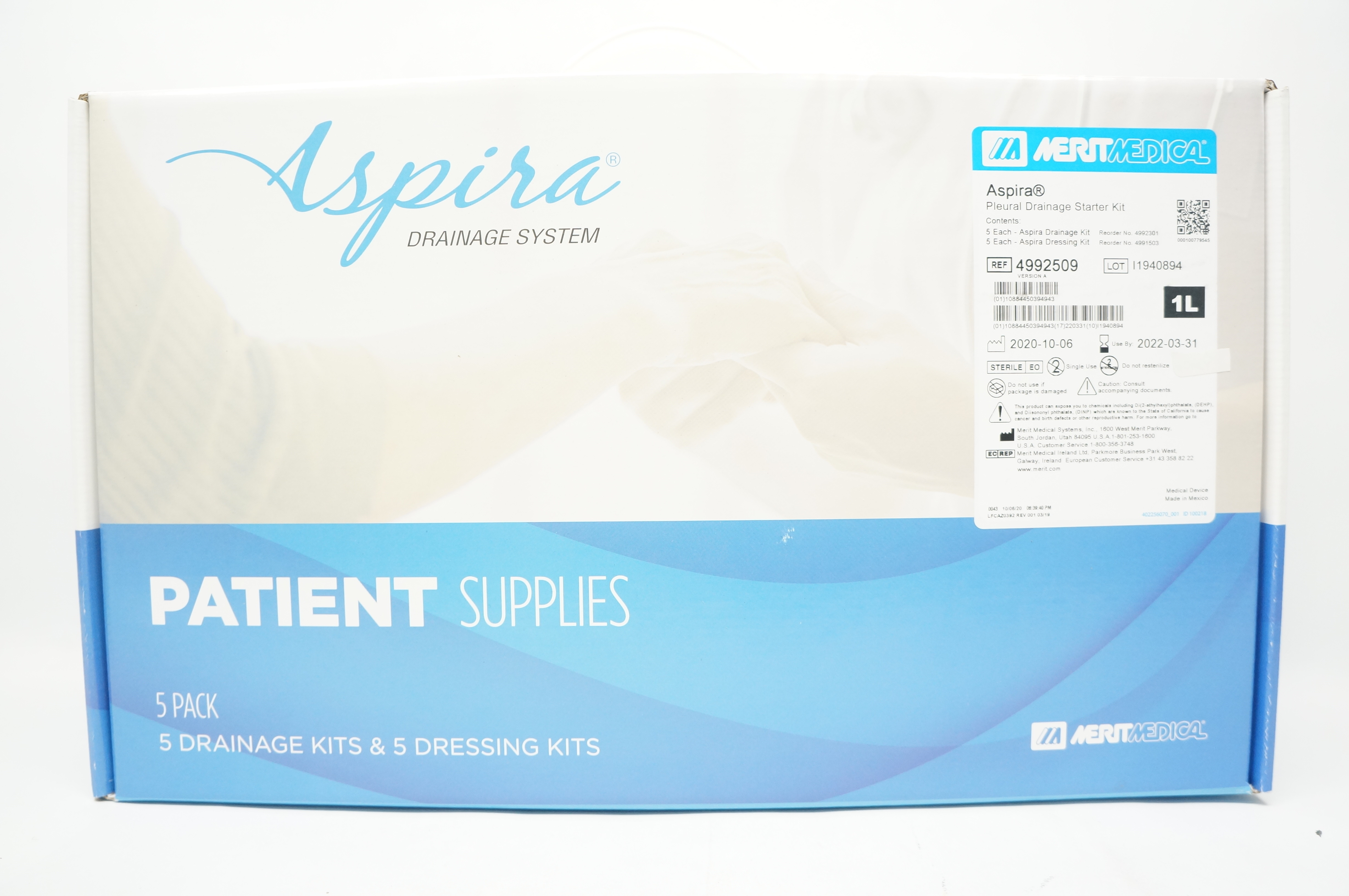 Merit Medical 4992509 Aspira Pleural Drainage Starter Kit 1L - Box of 5