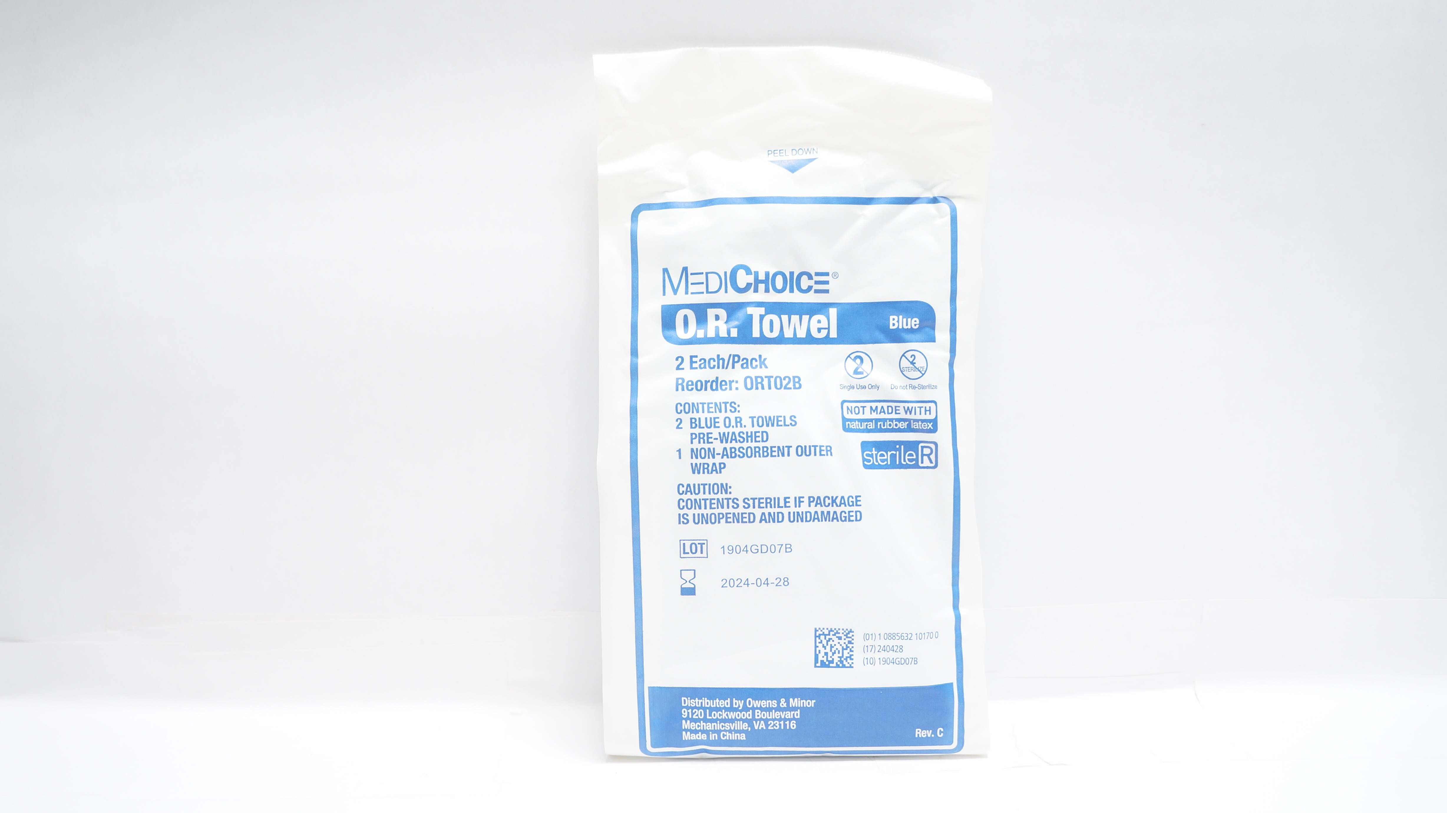 Owens&Minor ORT02B MediChoice O.R.Towel Blue Pre-Washed - Pack of 2