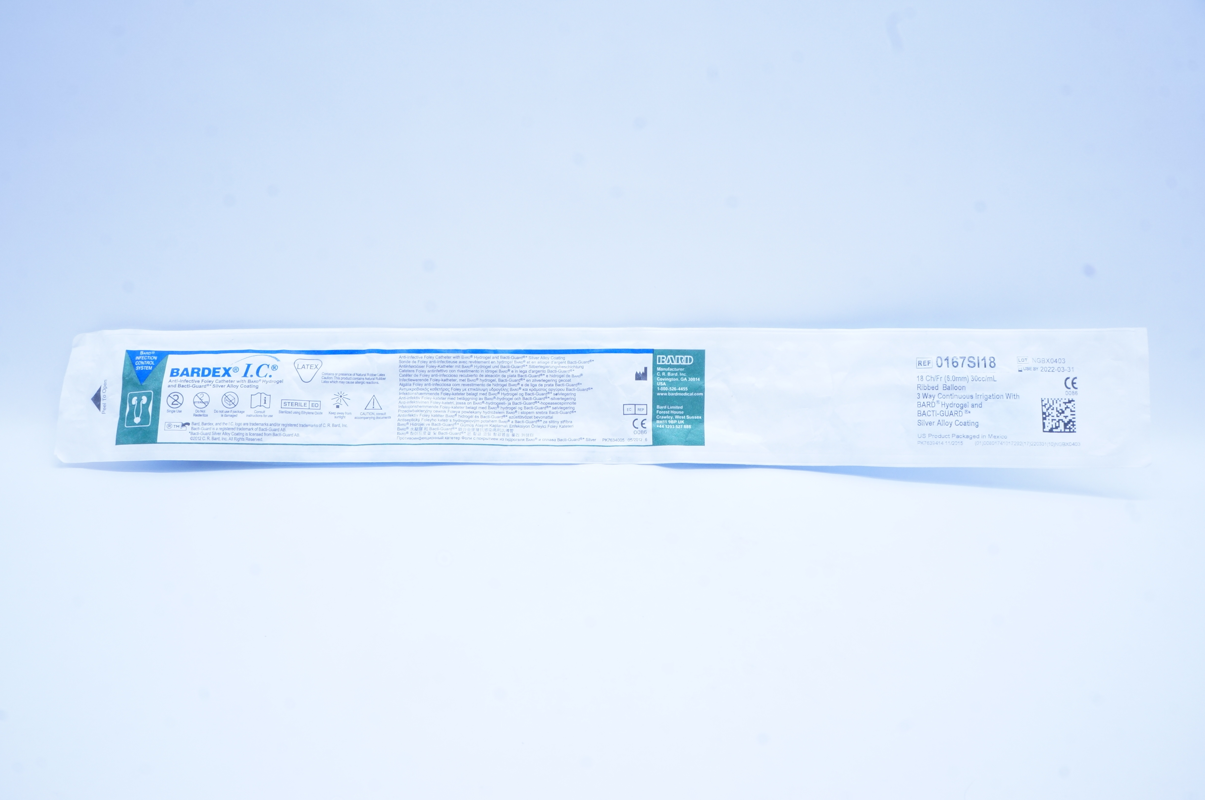 Bard 0167SI18 Bardex I.C. Anti-Infective Foley Cath. 18Ch/Fr x 30cc/mL (x)