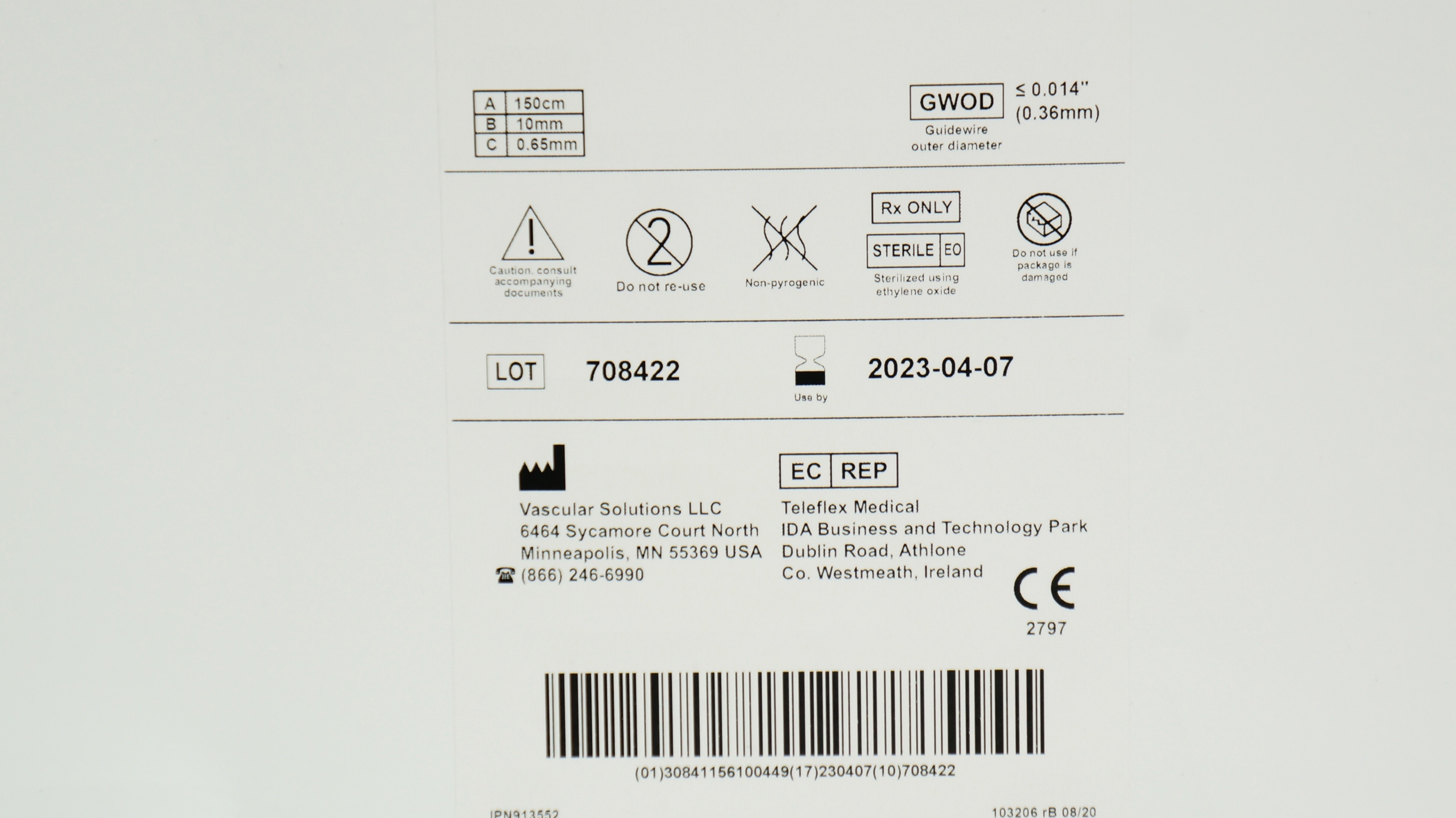 Teleflex 5307 SuperCross Microcath. 120Degree AngleD Tip 150cm x