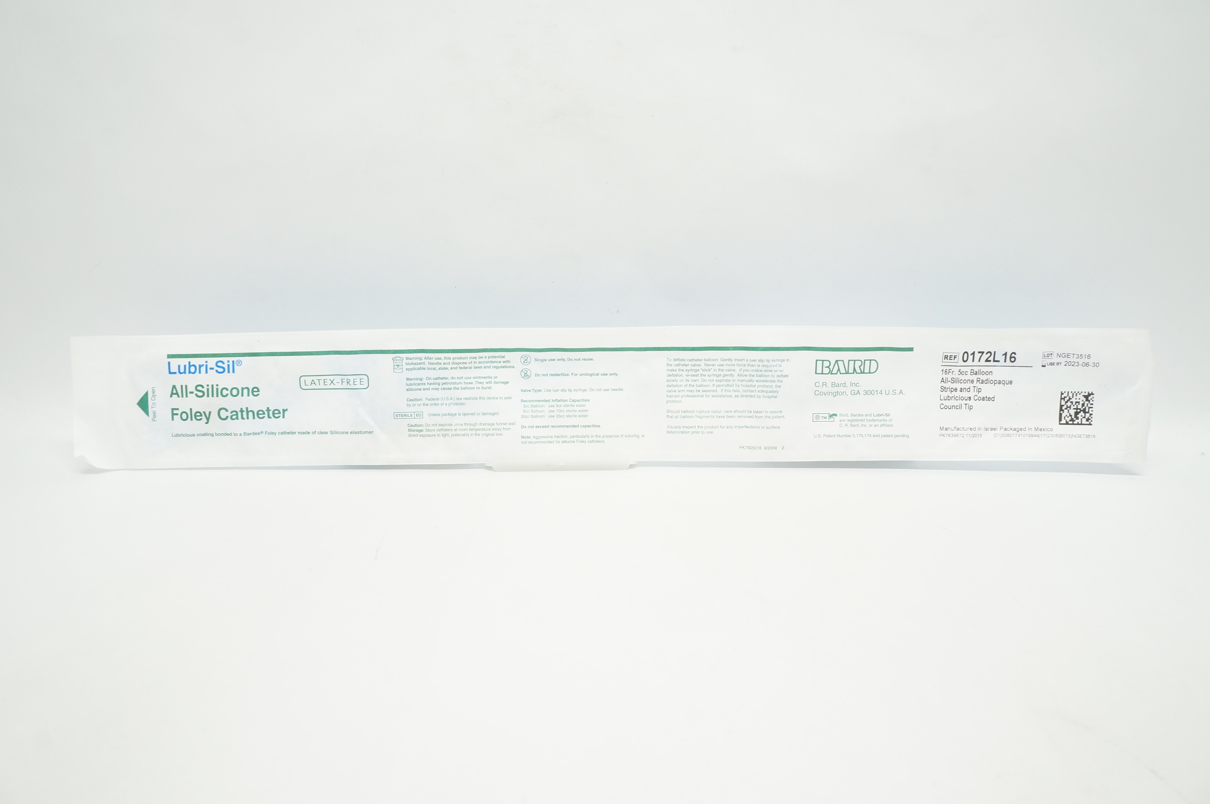 Bard 0172L16 Lubri-Sil Foley Cath. 16Fr. 5cc