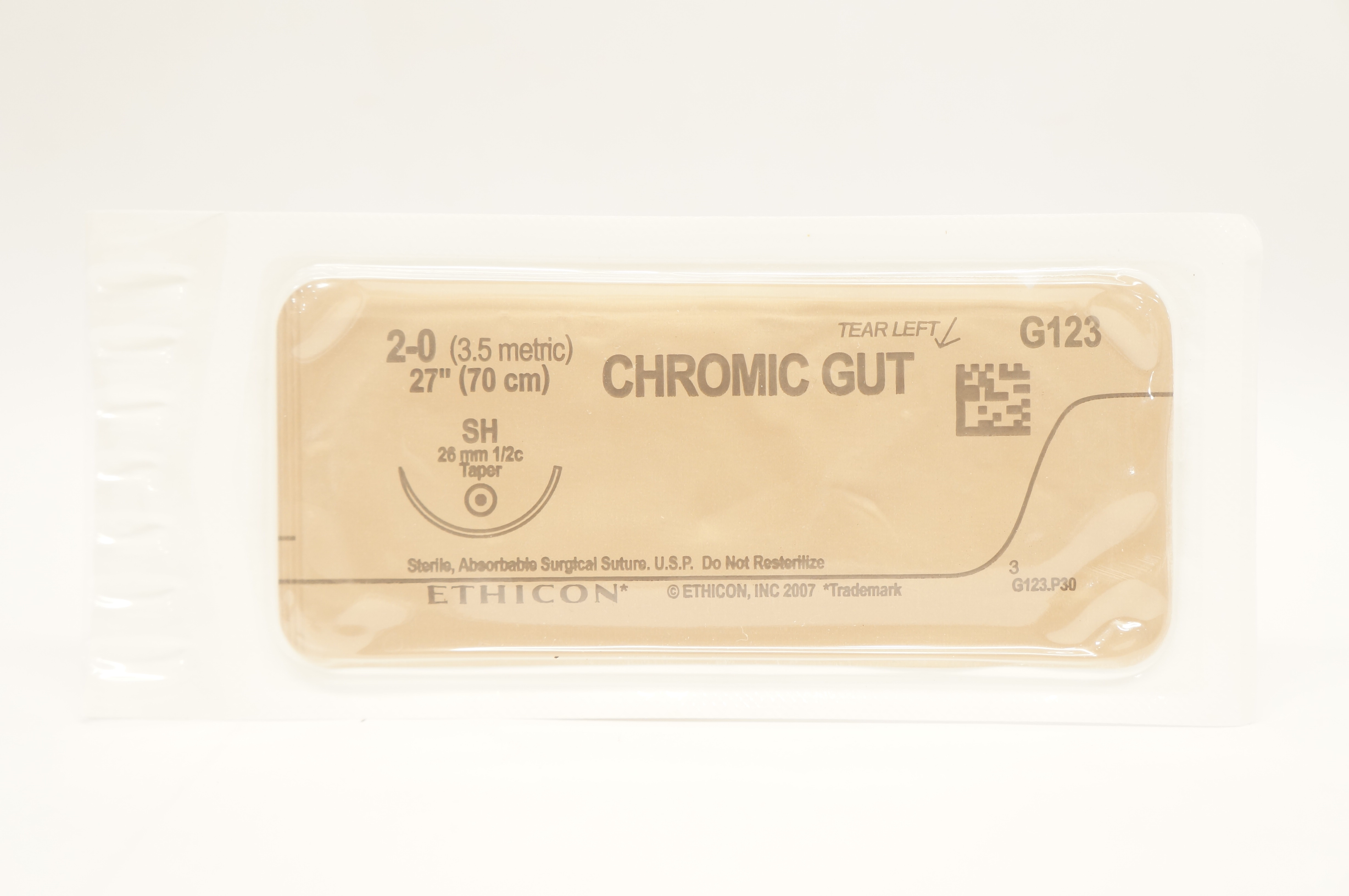 Ethicon G123 2-0 Chromic Gut Surgical Stre SH 26mm 1/2c Taper, 27inch