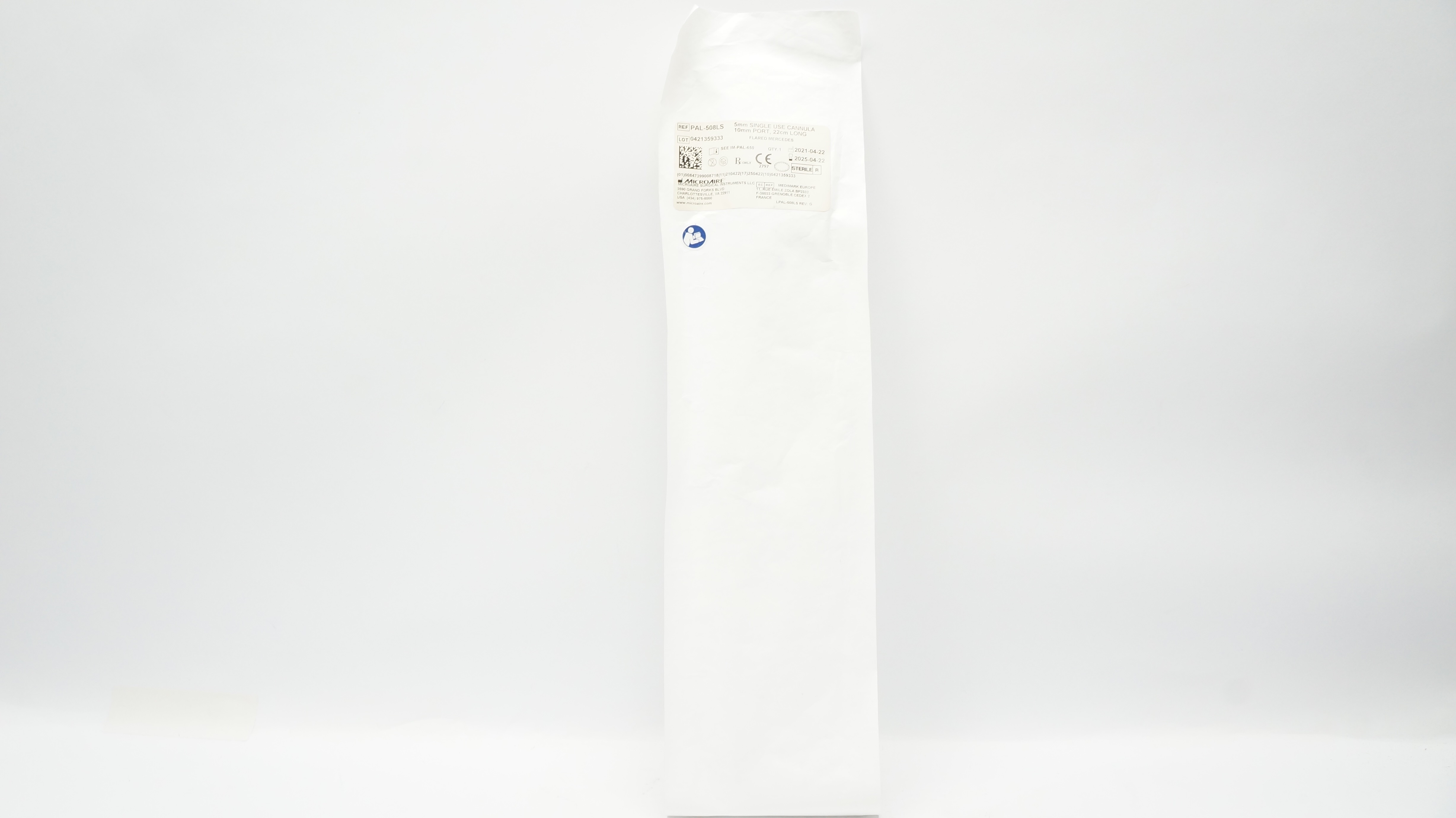 Microaire PAL-508LS 5mm Single Use Cannula 10mm Port, 22cm Long (x)