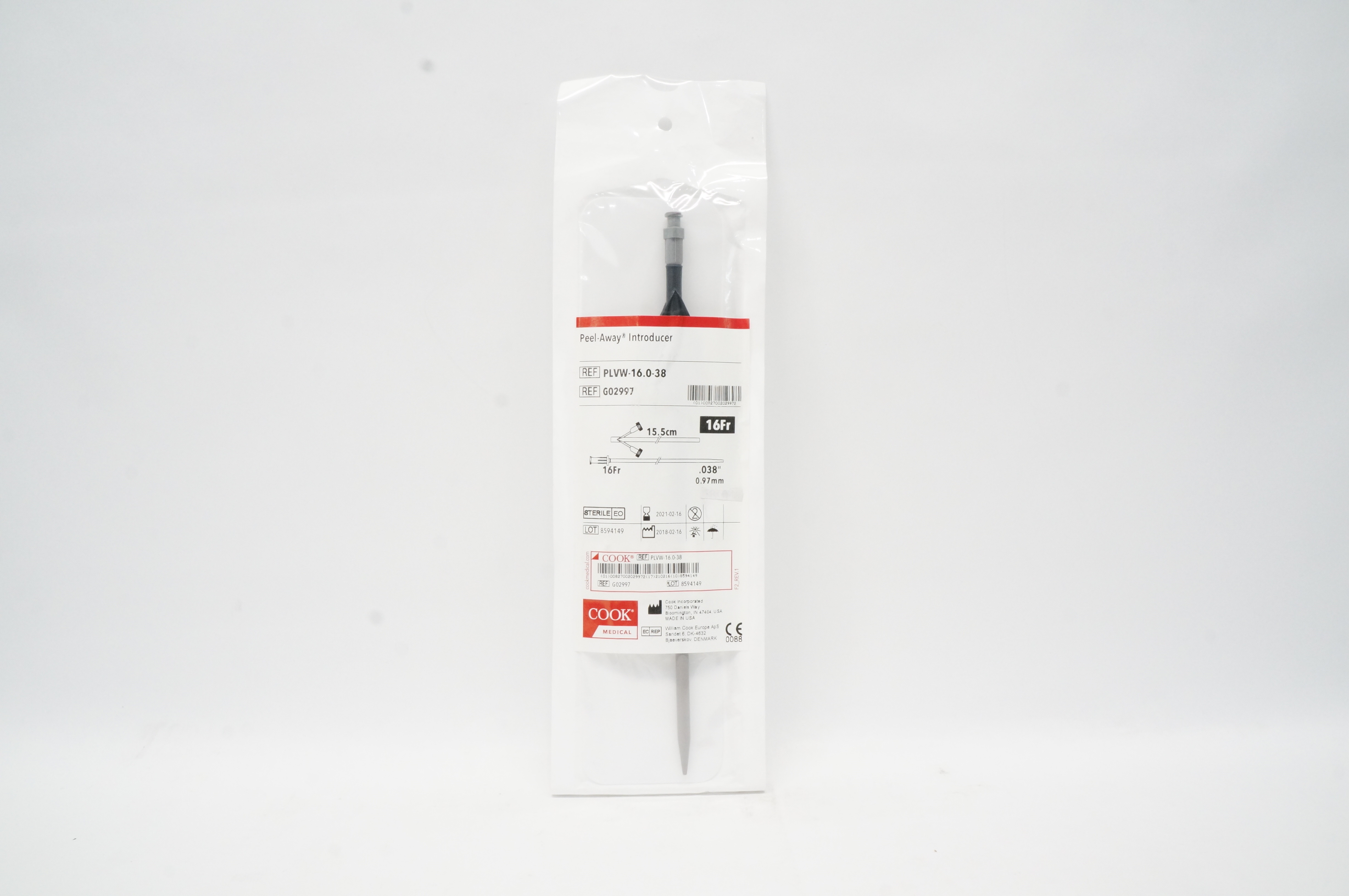 Cook Medical G02997 Peel-Away Introducer Set 16Fr x 0.038inch x 15.5cm (x)