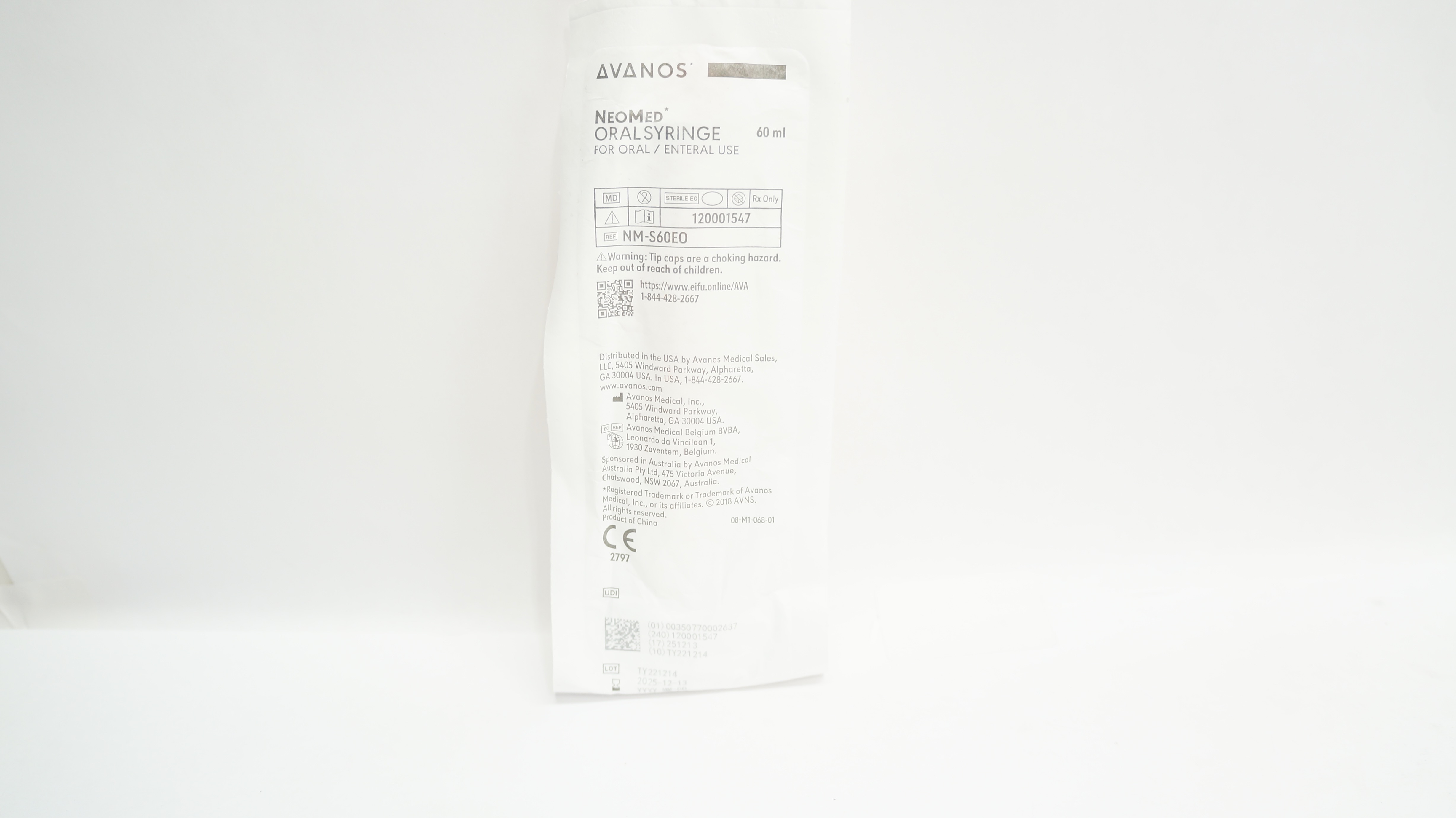 Avanos NM-S60EO NeoMed Oral Syringe for Oral/Enteral Use 60mL