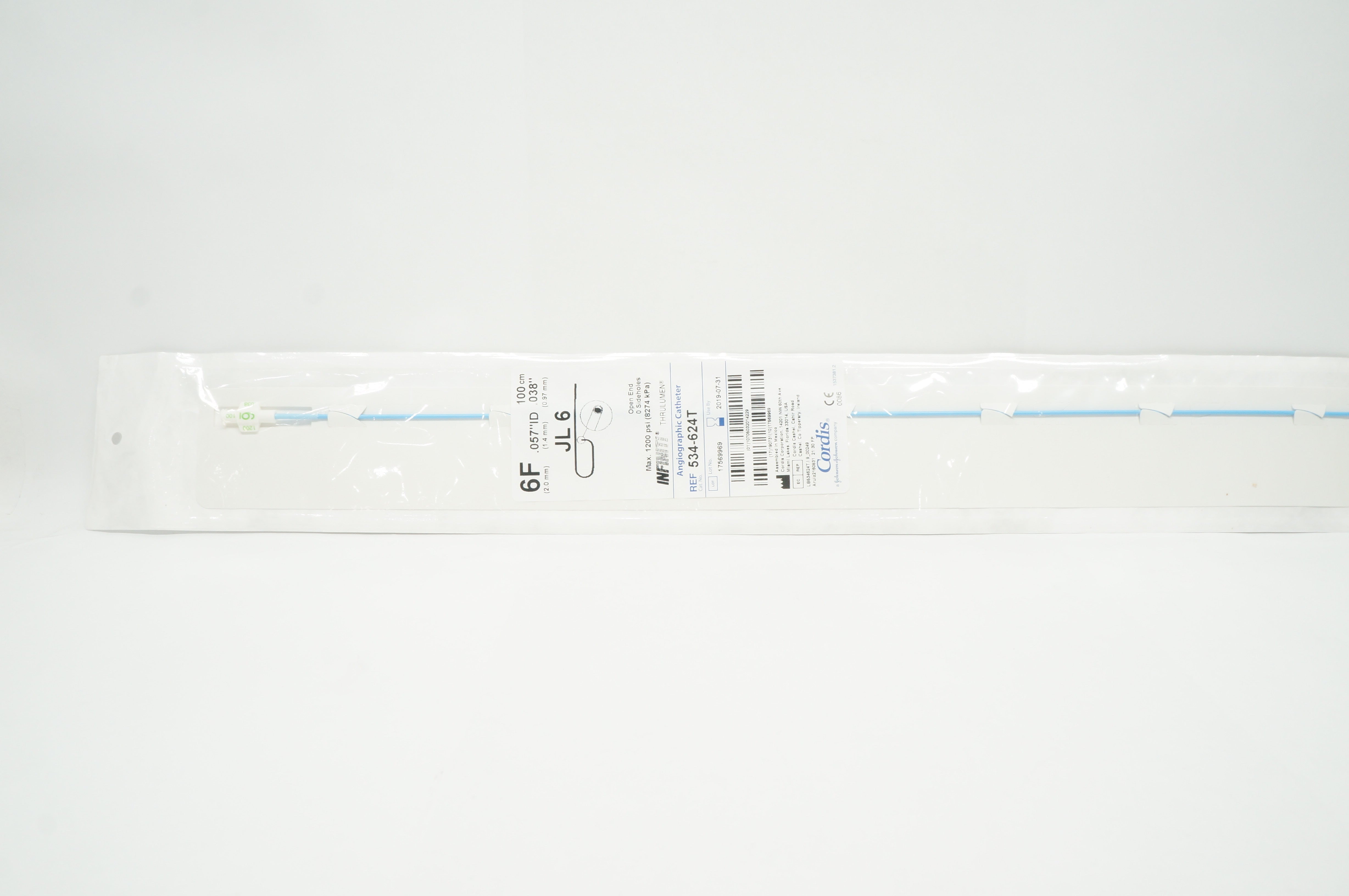 Cordis 534-624T Infiniti Thrulumen JL6 Diagnostic Cath. 100cm x 6F (x)