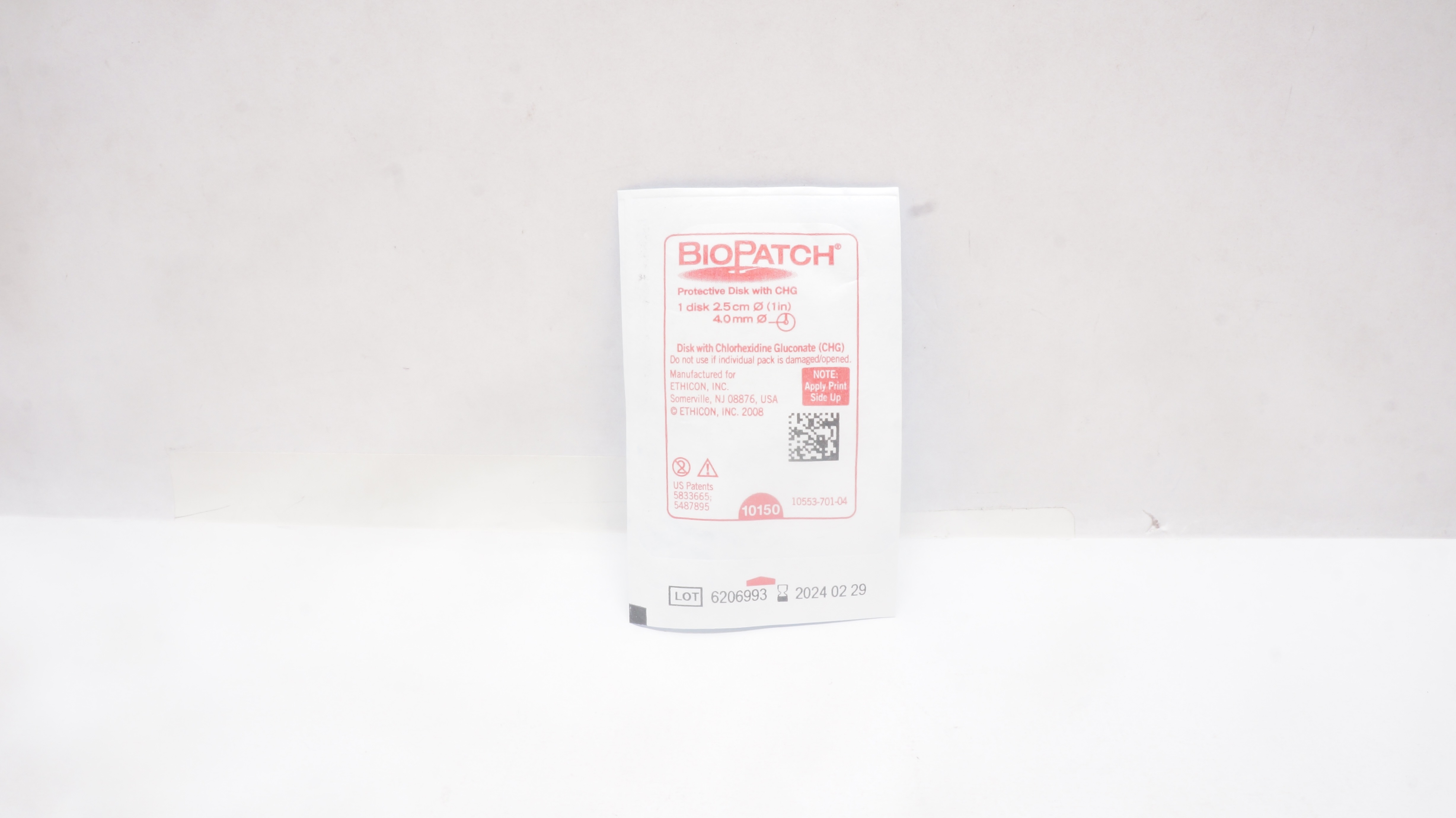 Ethicon 10150 BioPatch Protective Disk with CHG 1inch x 4.0mm