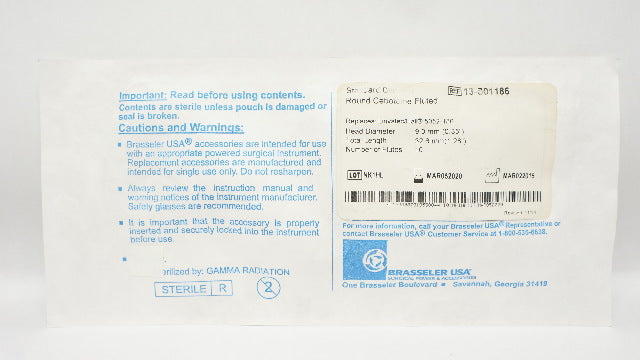 Brasseler USA 13-601186 Standard Bur Round Cebotome Fluted 0.35 x 1.28inch (x)
