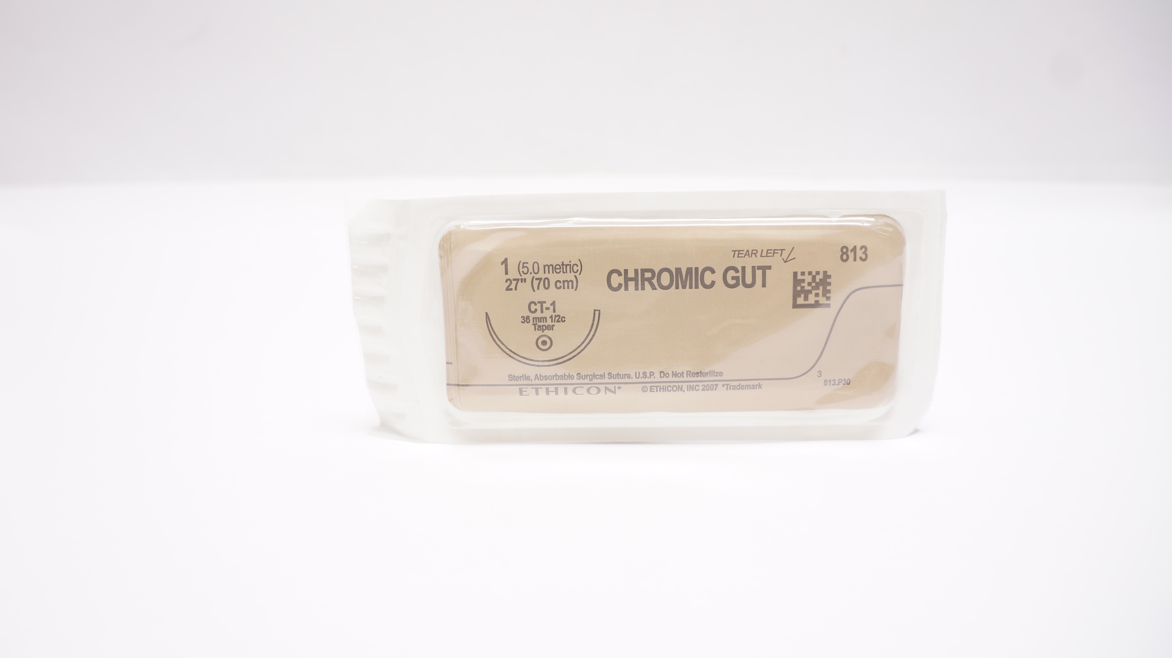 Ethicon 813 1 Chromic Gut, CT-1 36mm 1/2c Taper, 27inch