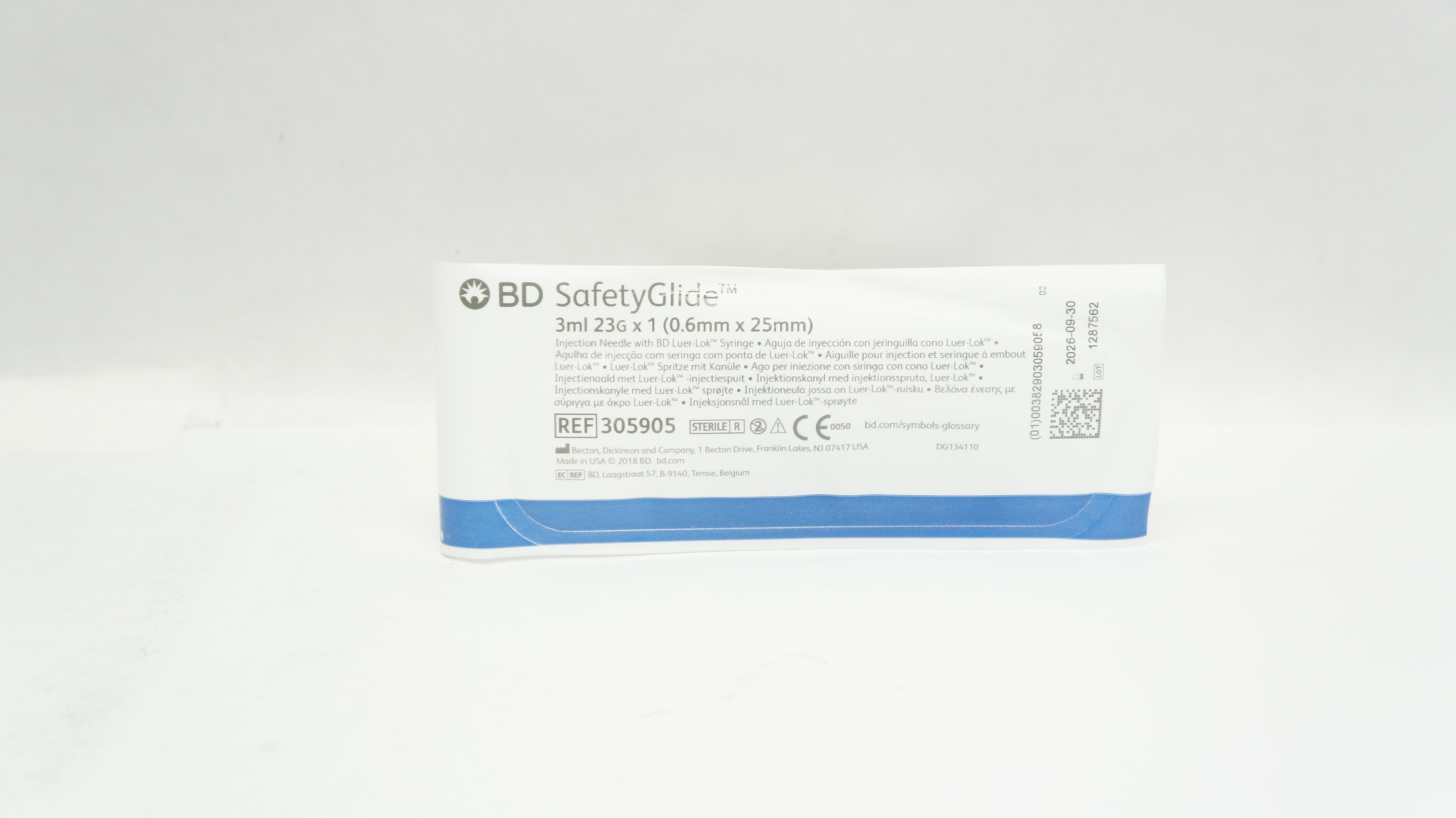 BD 305905 SafetyGlide Injection Ndle w/BD Luer-Lok Syringe 3ml x 23G x 1