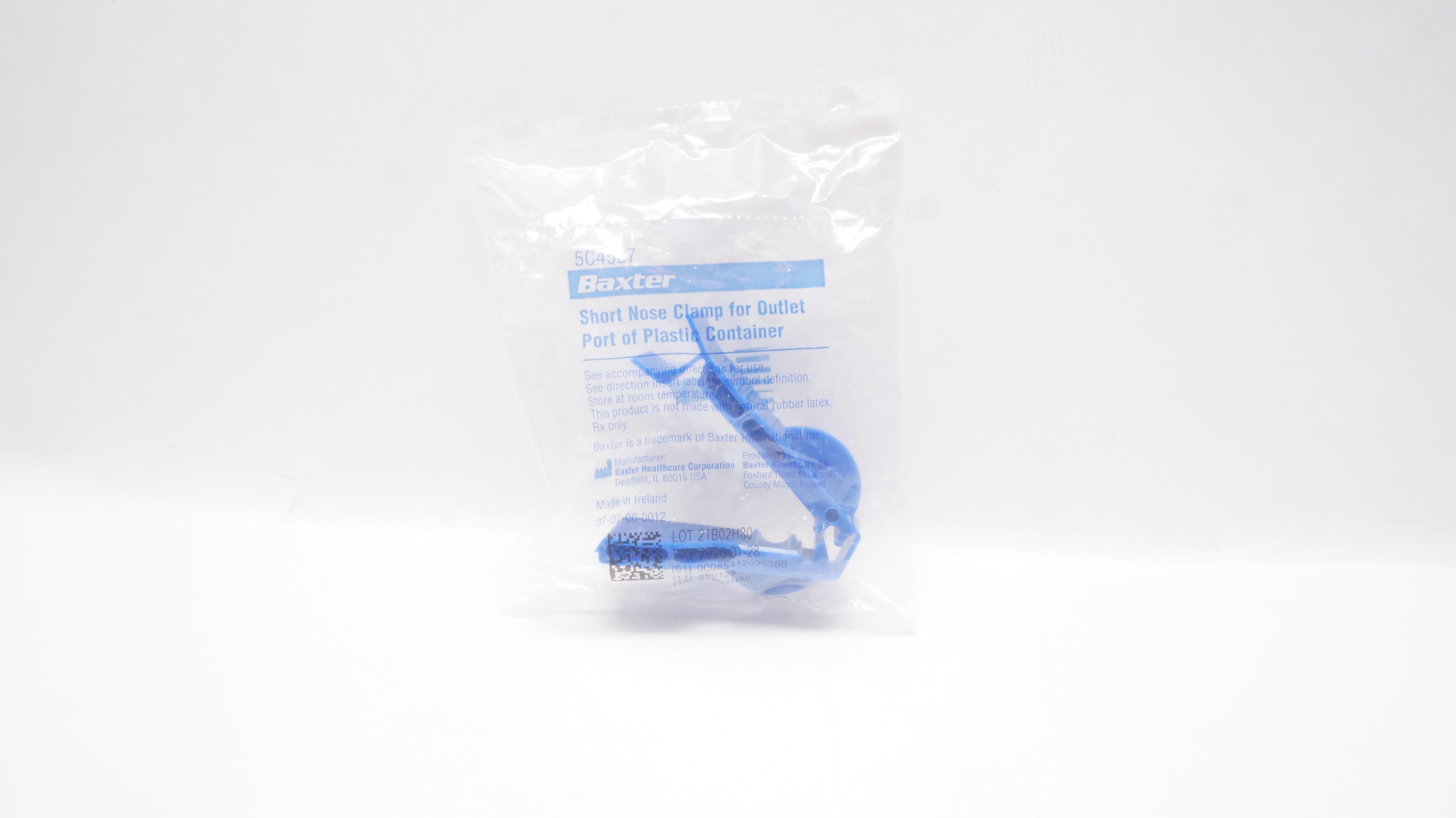 Baxter 5C4527 Short Nose Clamp For Outlet Port of Plastic Container