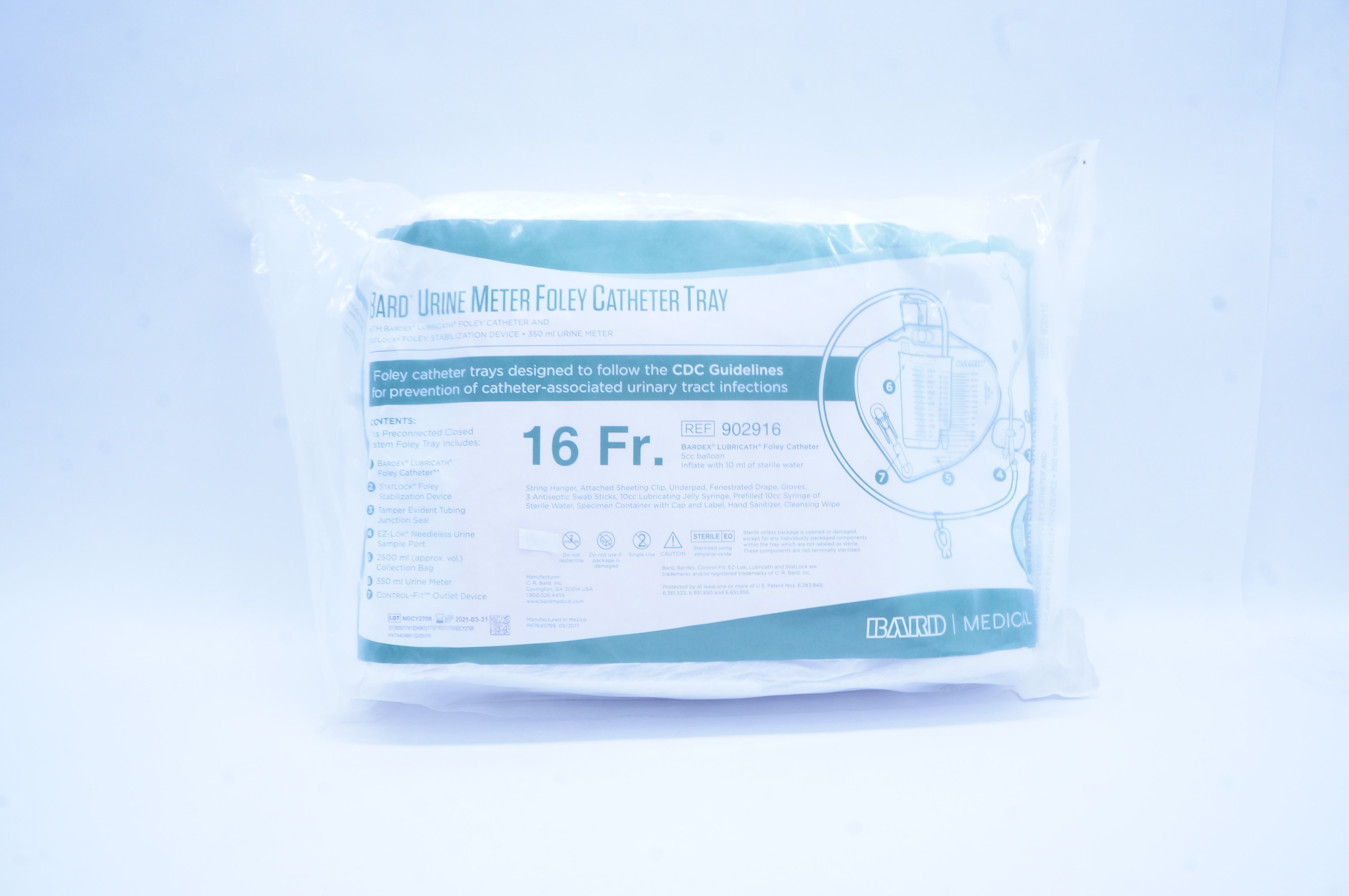 Bard 902916 Urine Meter Foley Cath. Tray 16Fr