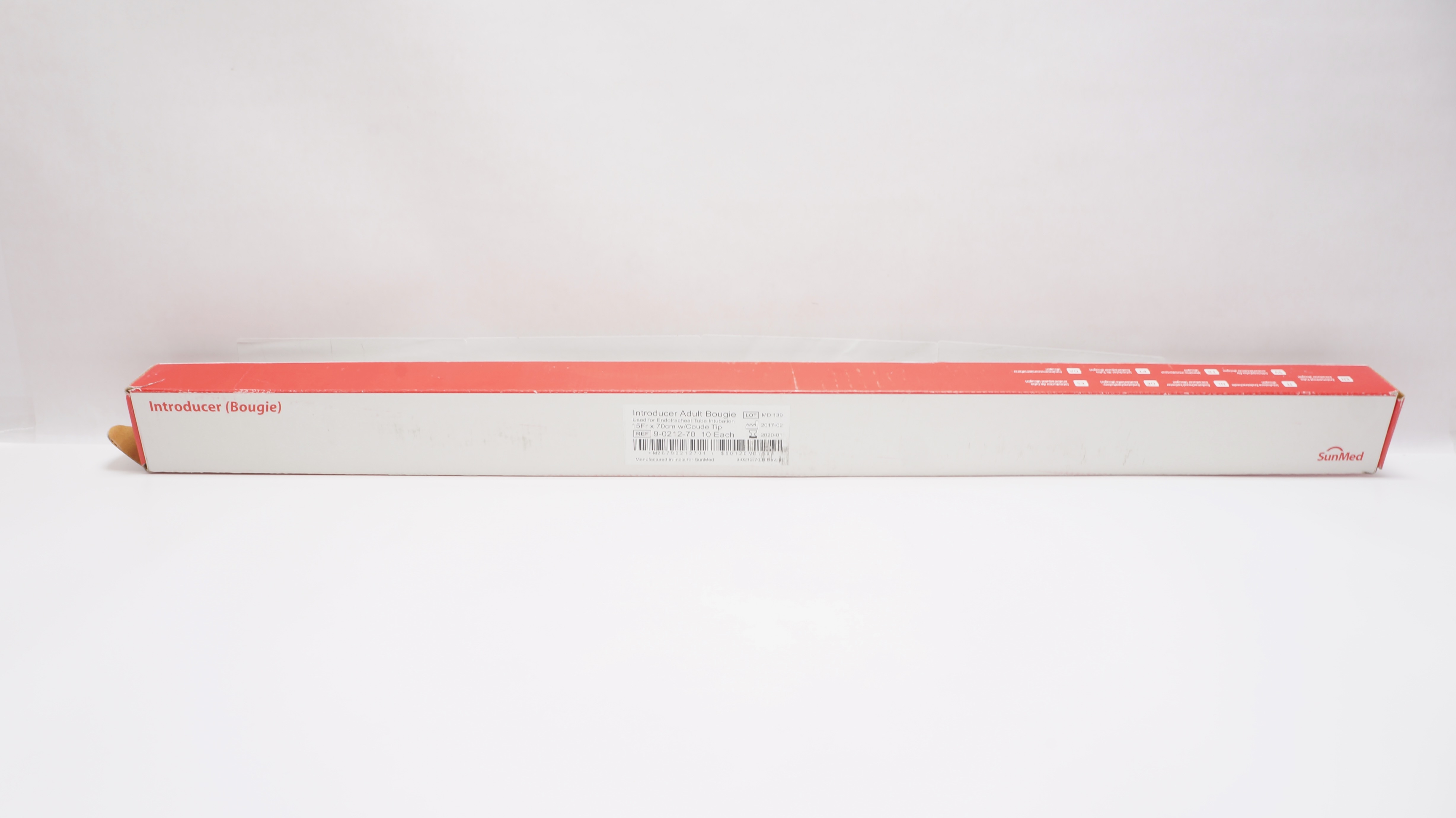 Sunmed 9-0212-70 Introducer Adult Bougie 15Fr x 70cm w/Coude Tip (x) - Box of 10
