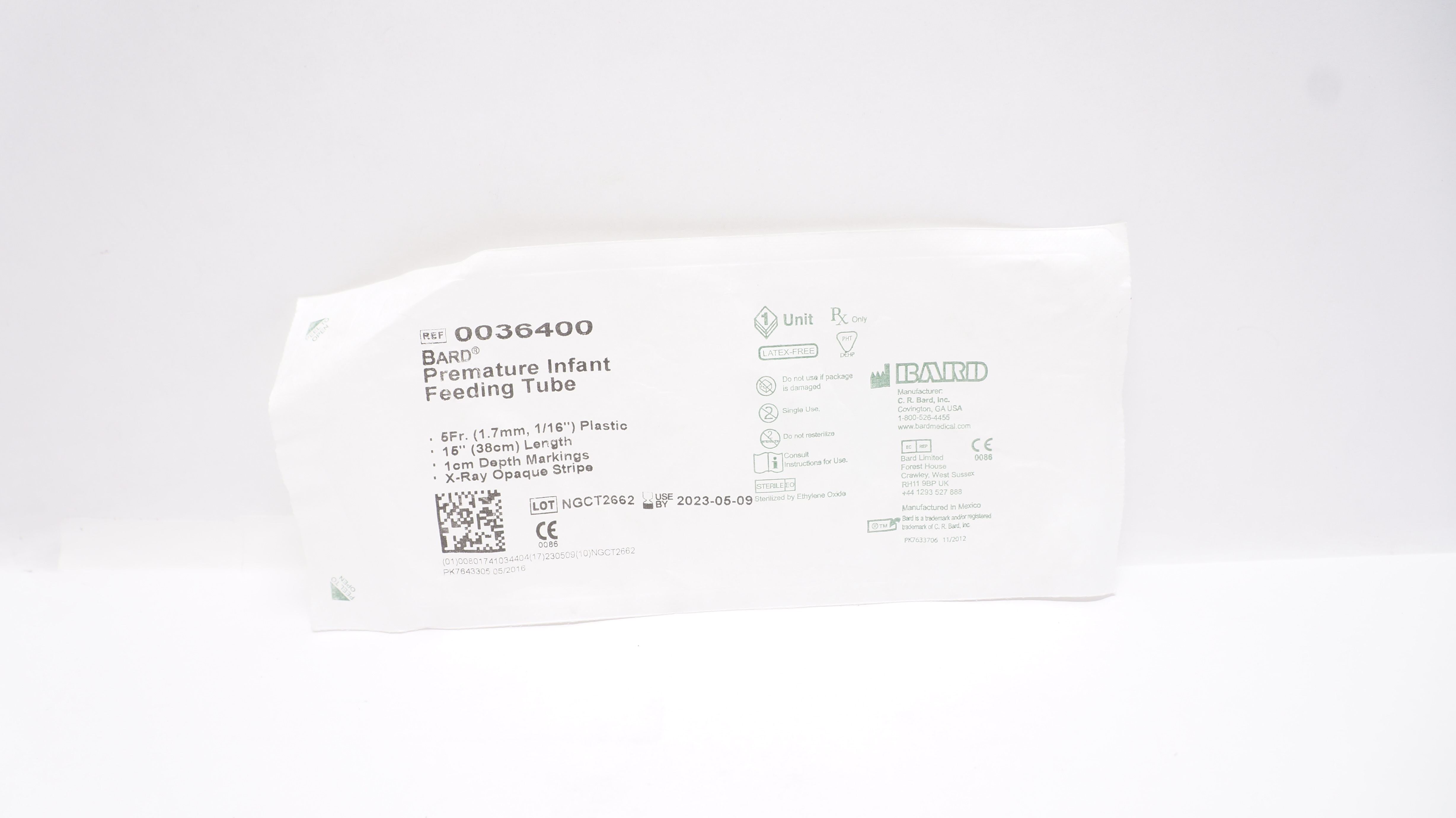 Bard 0036400 Premature Infant Feeding Tube, Plastic 5Fr x 15 inch x 1cm (x)